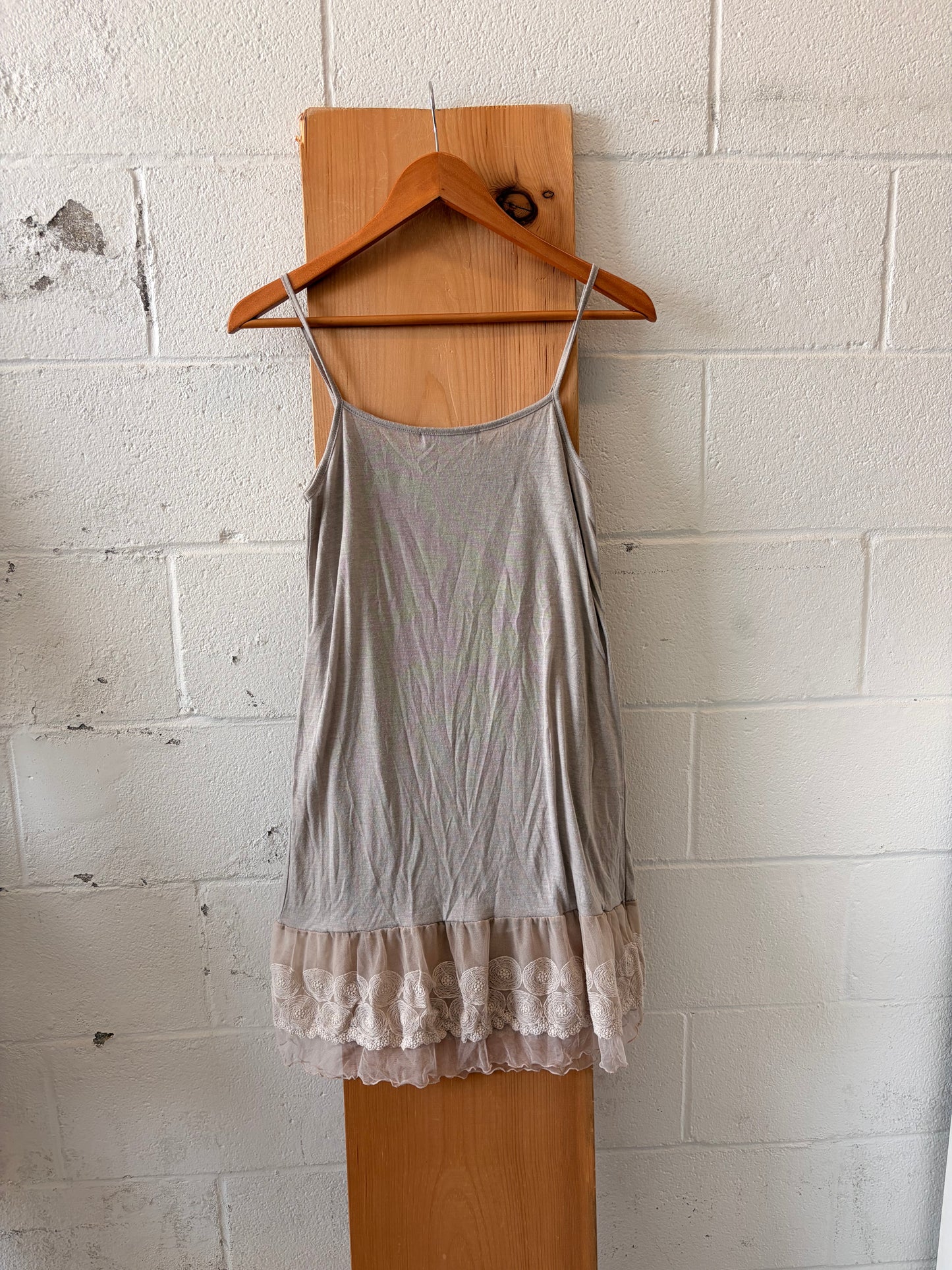 Boho Lace Trim Tank / Mini Dress : S