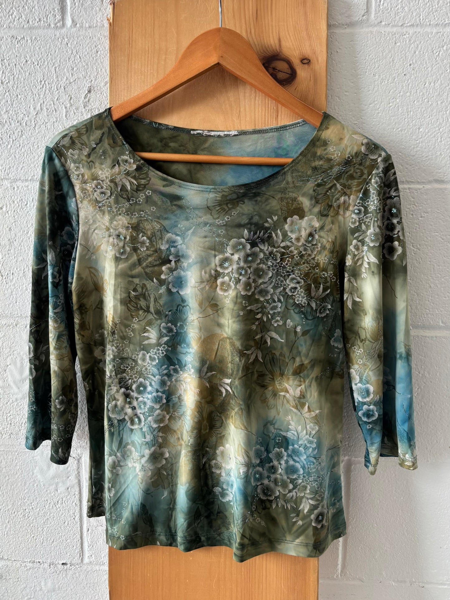 Y2K Floral Print Top : M