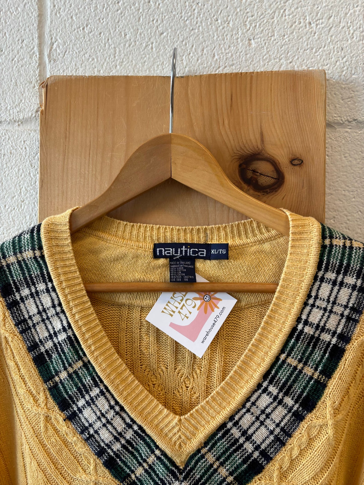 Vtg Nautica V-Neck Sweater : XL