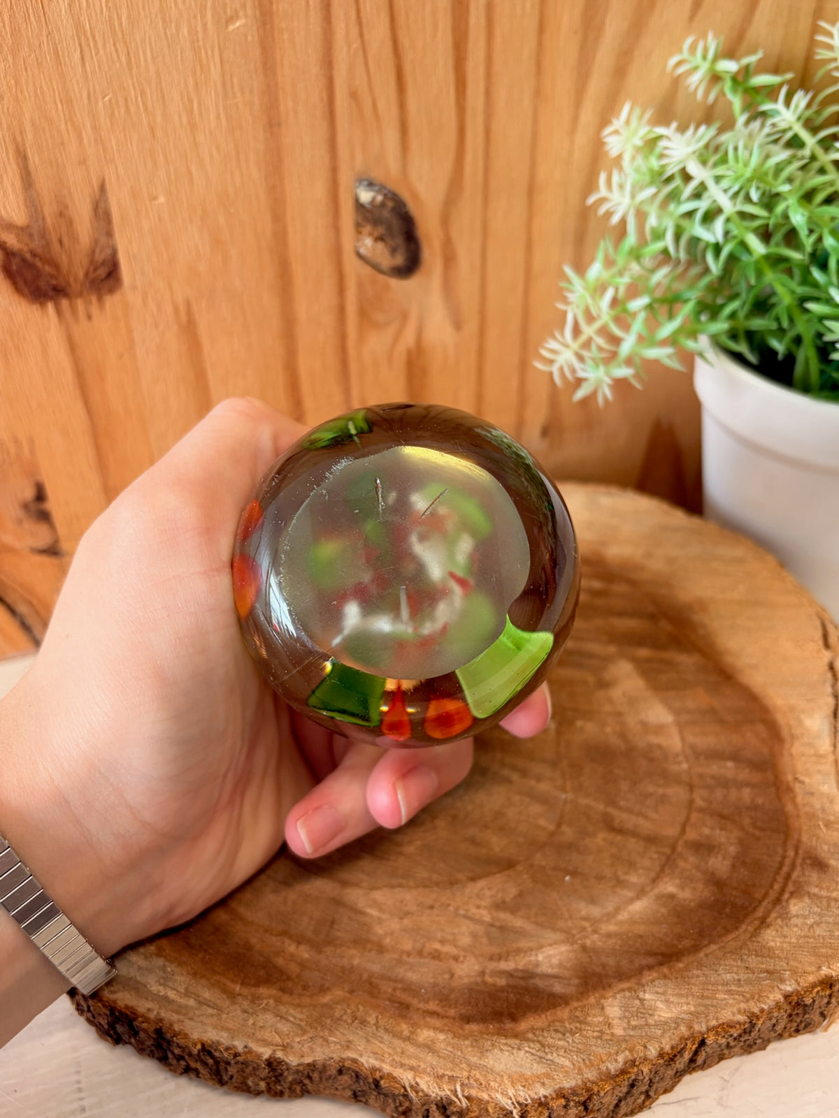 Red Floral Paperweight