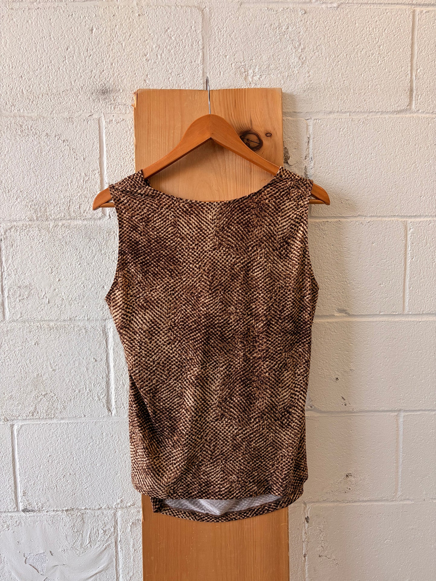 Layered Brown Cowl Neck Tank : L
