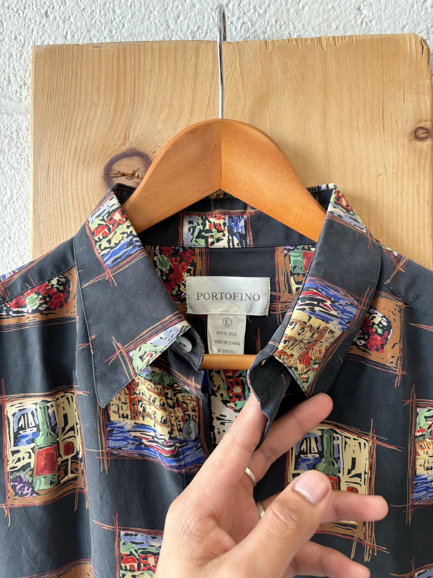 Patterned Silk Button Up : L