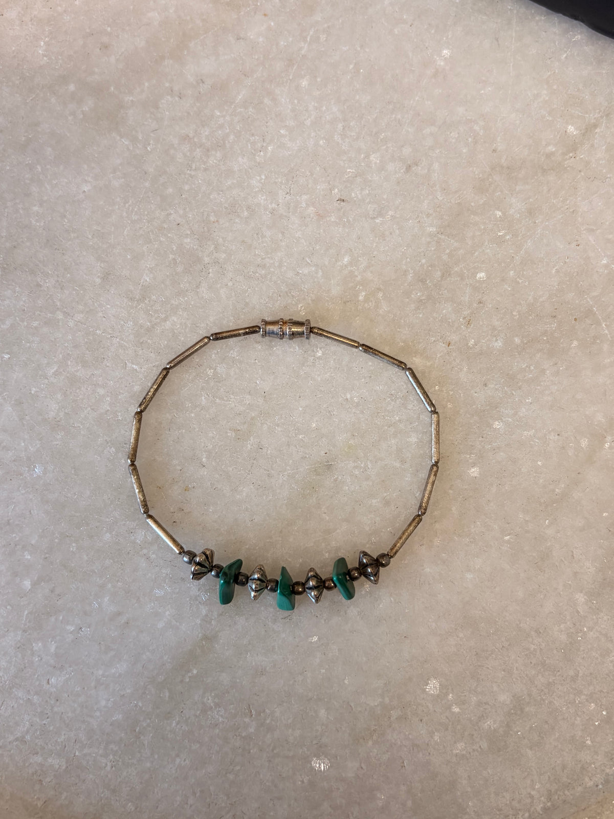 Vtg Teal & Silver Tone Bracelet