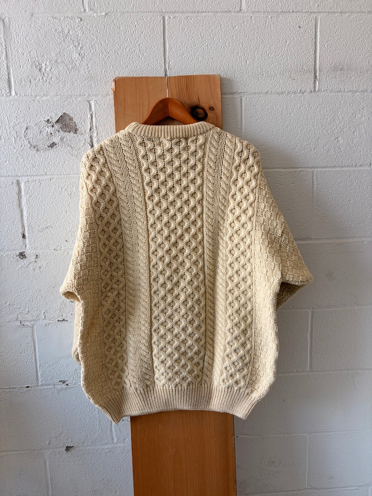 Vtg Irish Knit Wool Sweater : XL