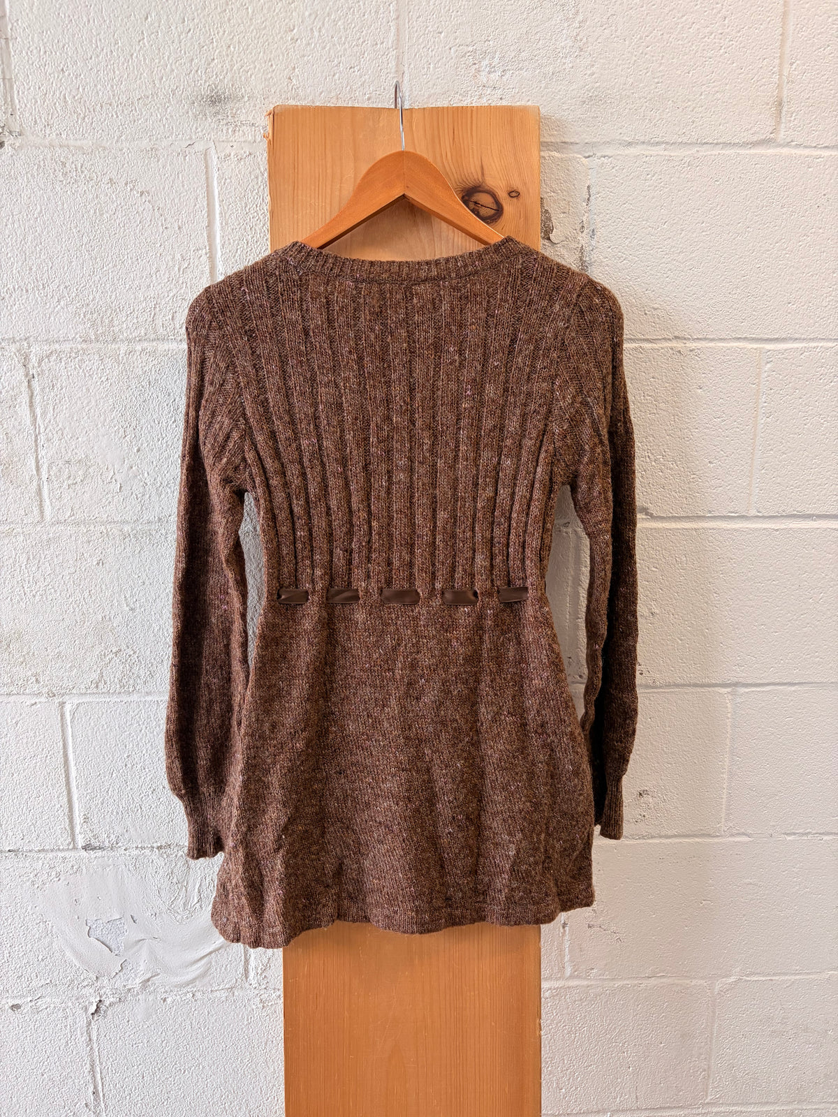 Brown Babydoll Bow Sweater : L