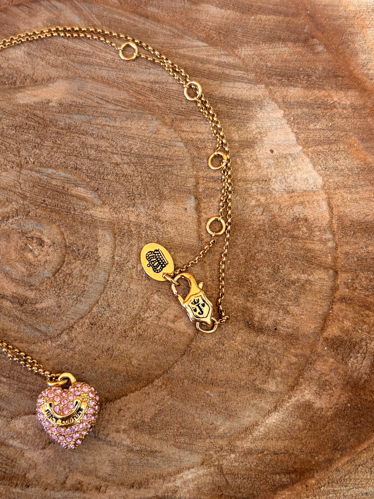 Pink & Gold Tone Juicy Couture Heart Necklace