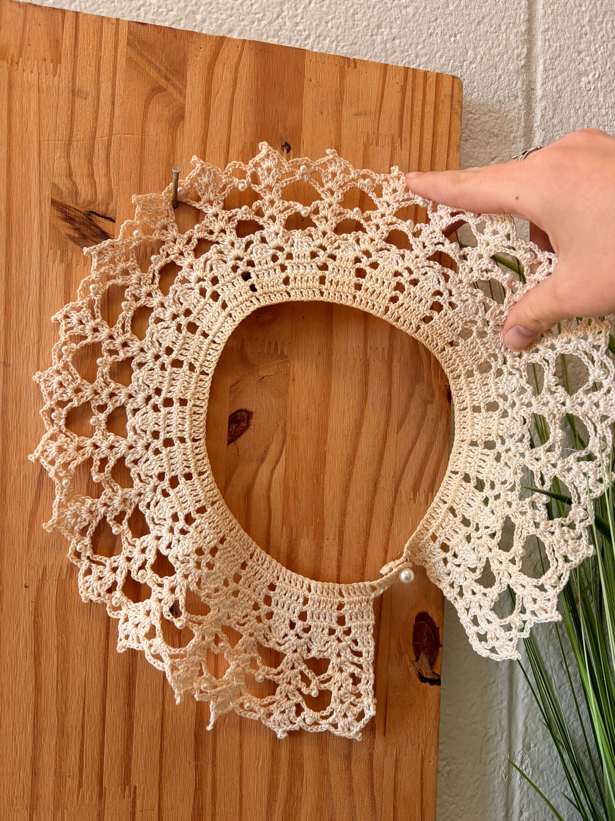 Crochet Lace & Pearl Collar