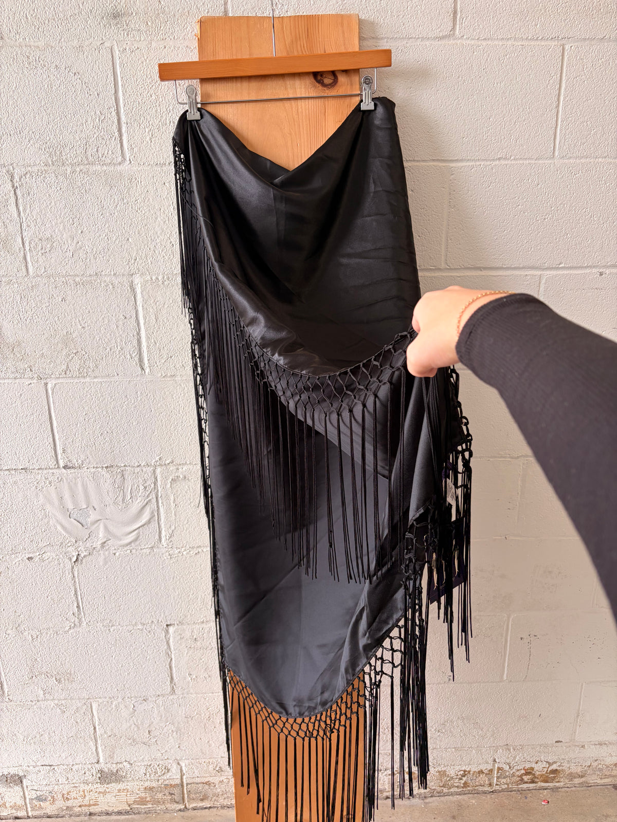 NWT Black Fringe Wrap