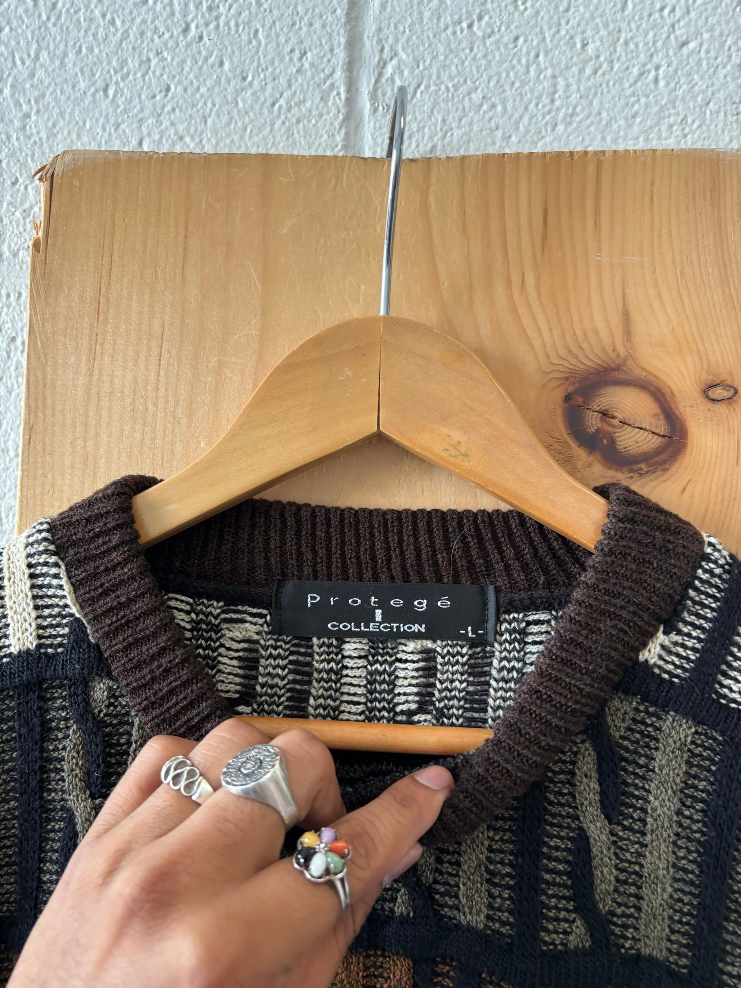 Vtg Protege Patterned Sweater : L