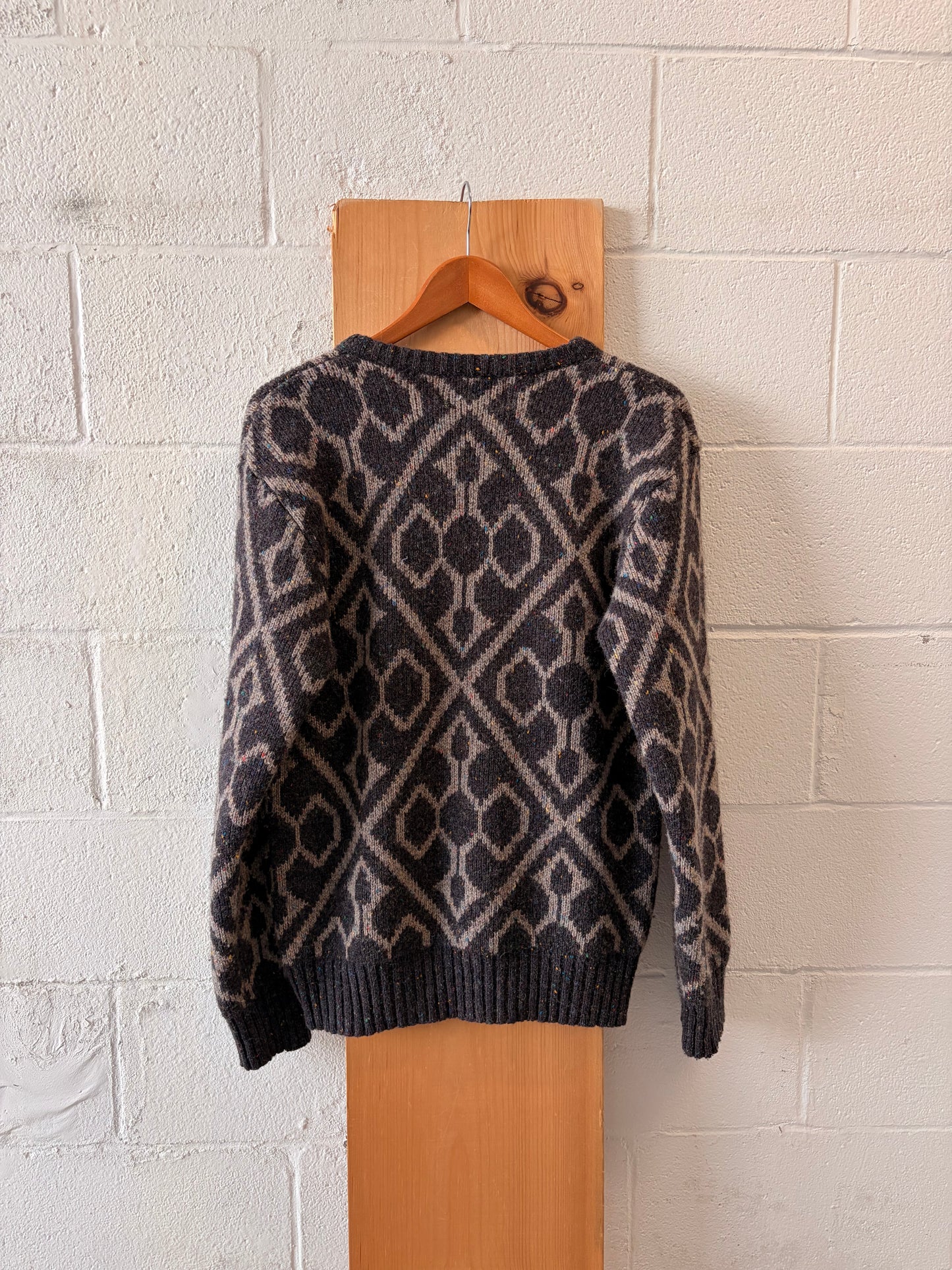 Vtg Wool Blend Patterned Sweater : L
