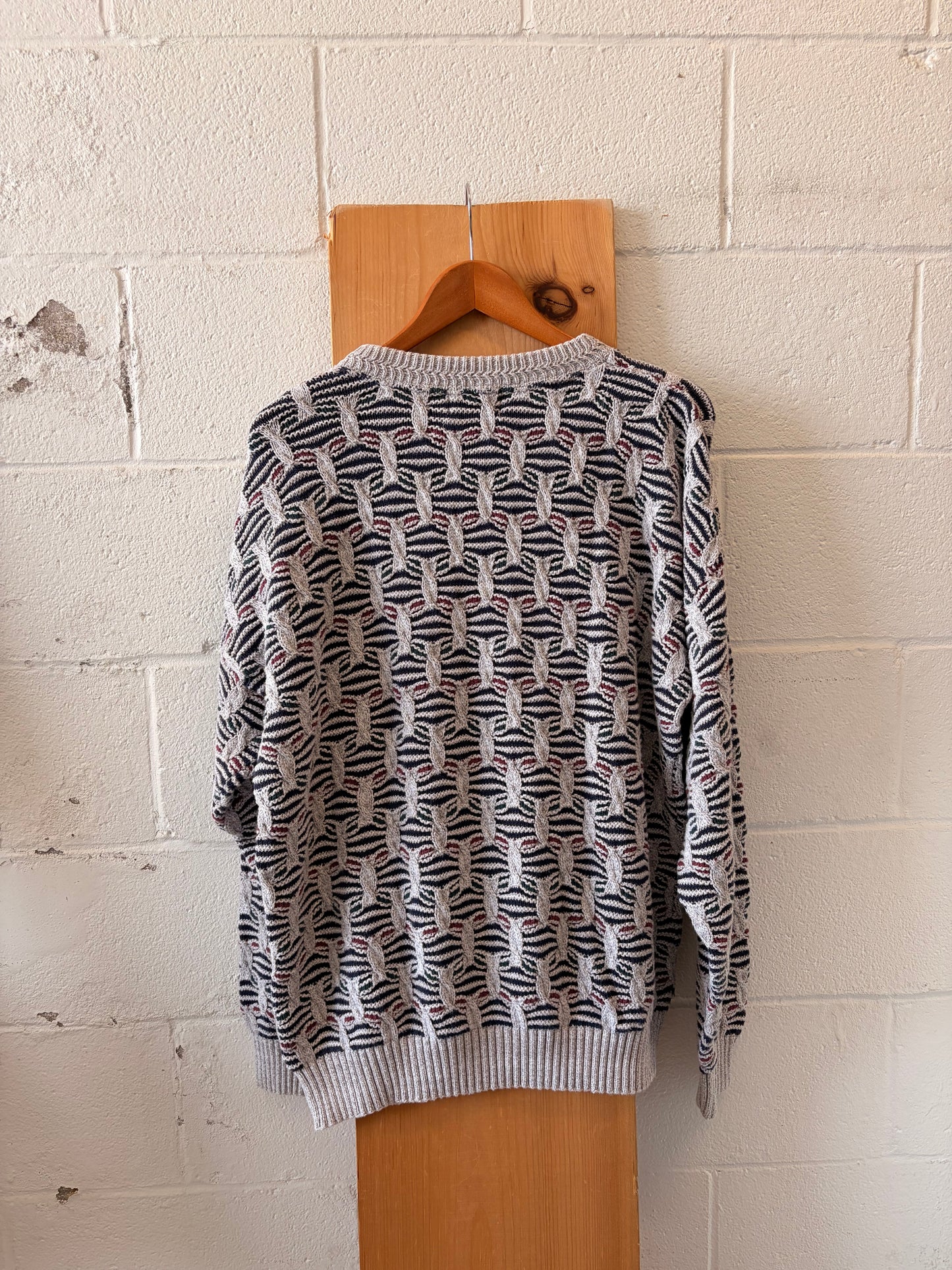 Vtg Pattered Knit Barclay Sweater : XL