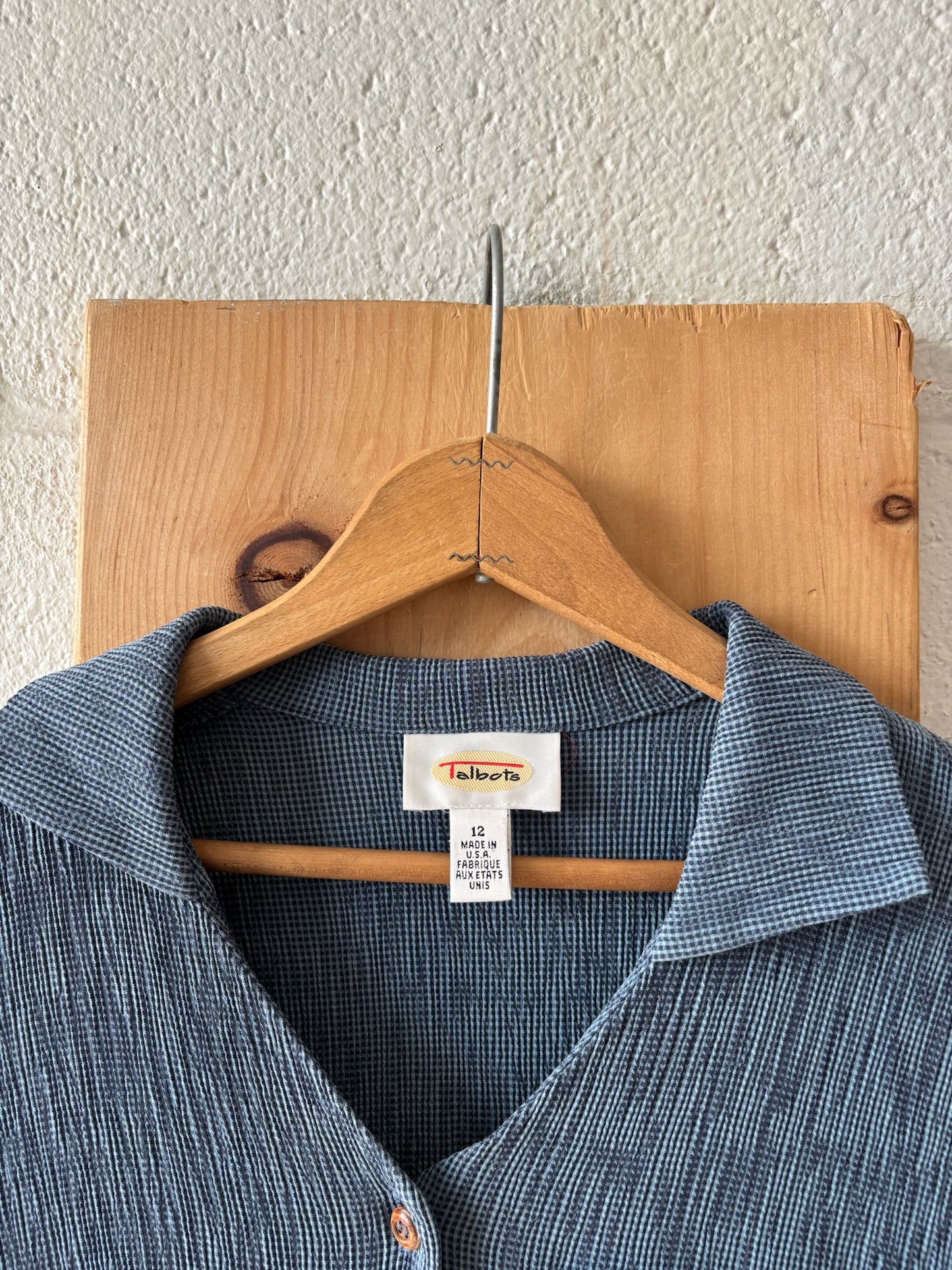 Vtg Slate Blue Button Front Dress : 12