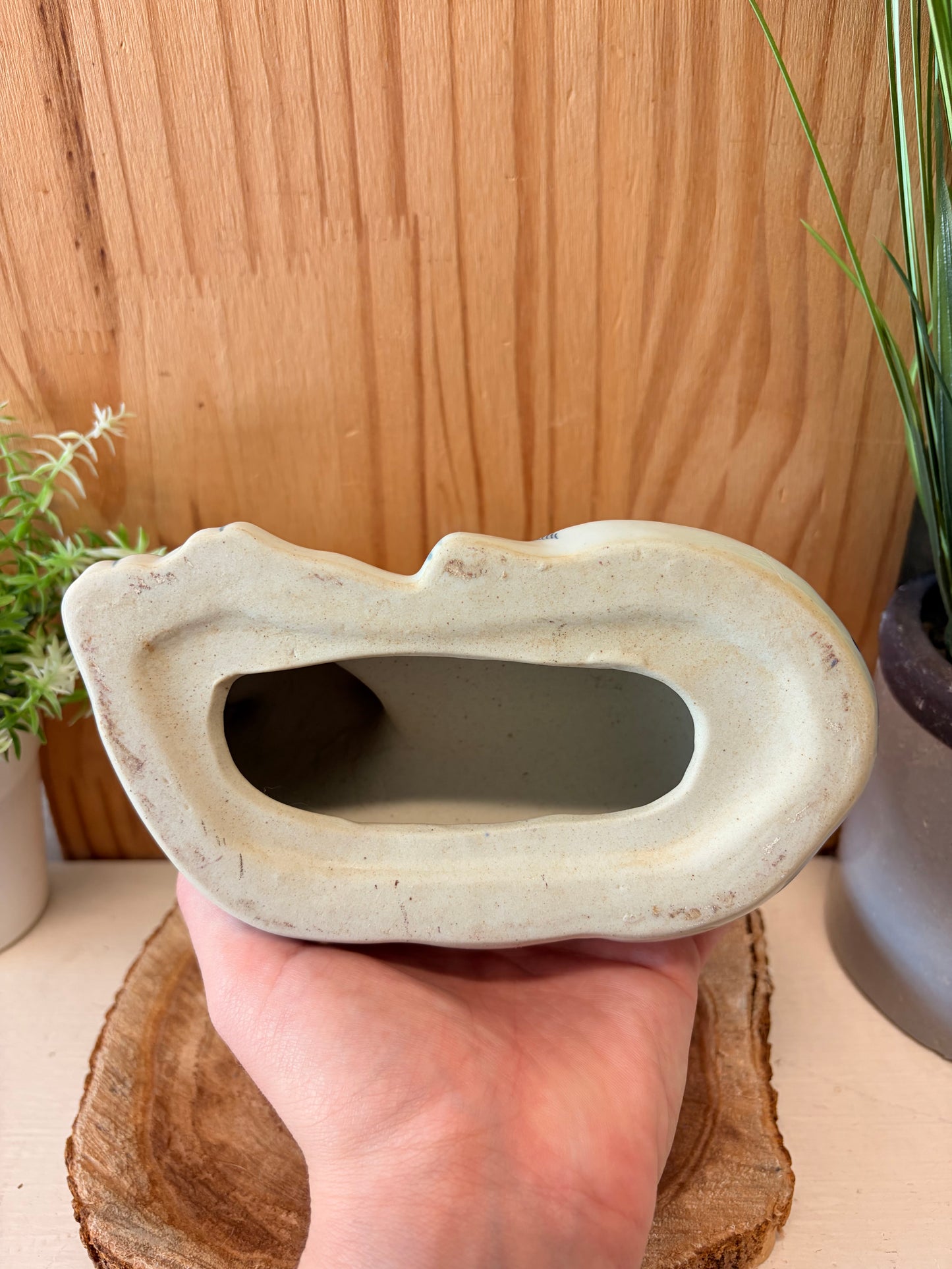 White & Blue Floral Ceramic Cat (Local Pick Up Only)