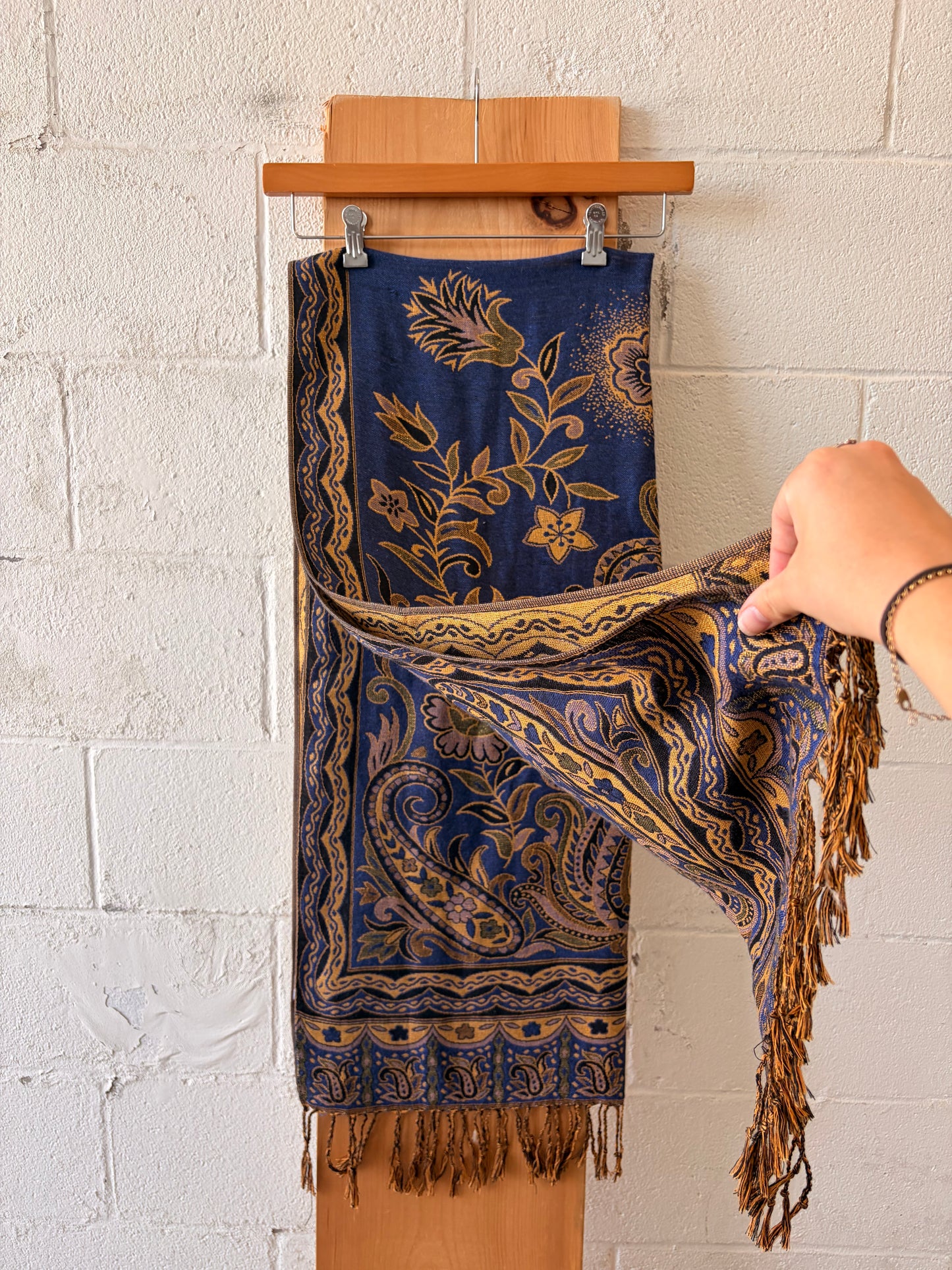 Indigo & Gold Scarf / Wrap