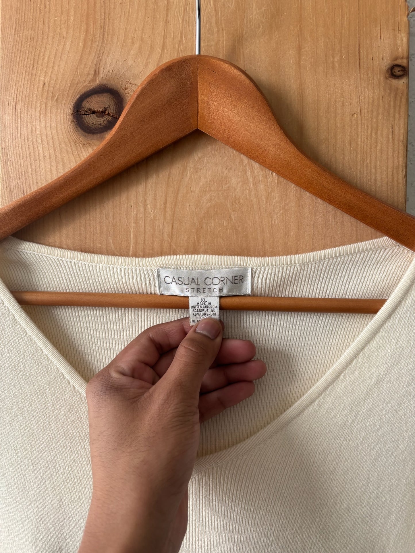 Vtg Cream Knit Top : XL