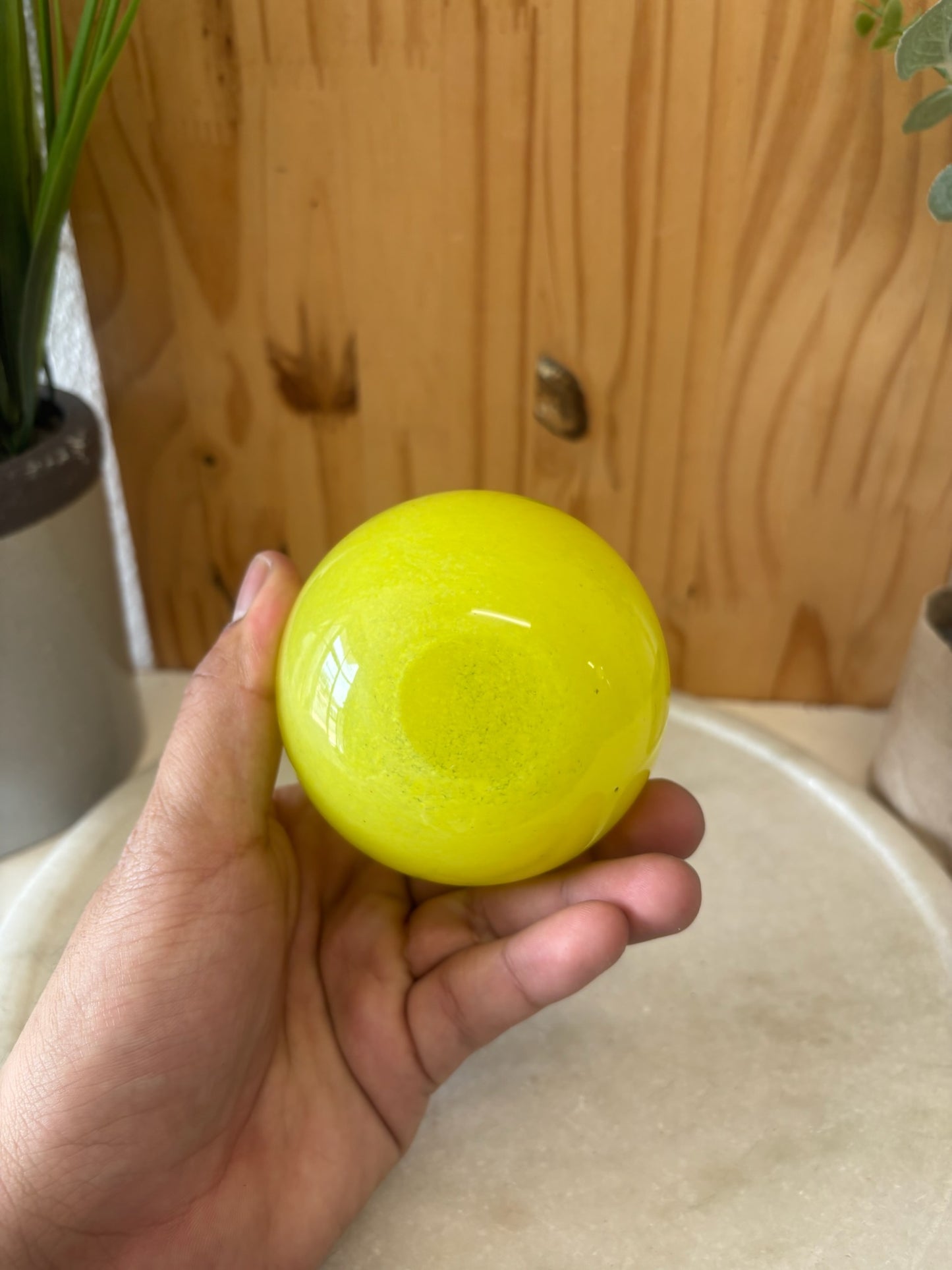 Yellow Glass Pear Paperweight