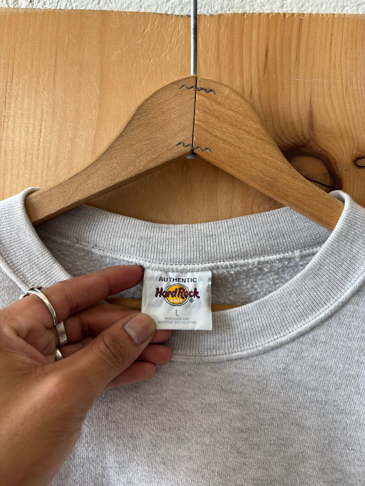 Vtg Hand Cropped Hard Rock Crew : L
