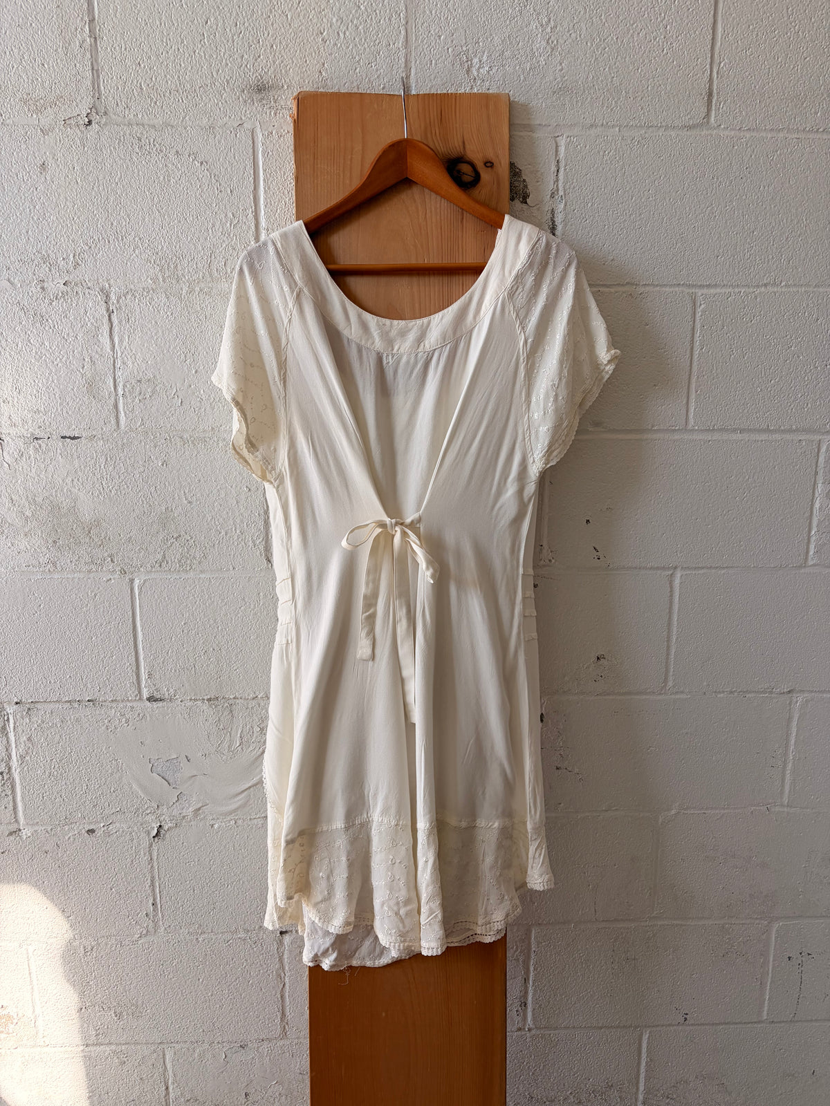 Boho Embroidered Ivory Dress : XL