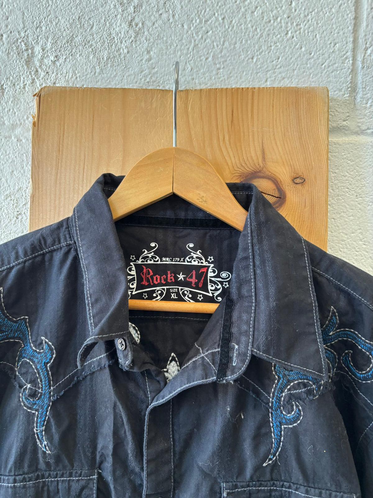 Black Western Long Sleeve Pearl Snap : XL