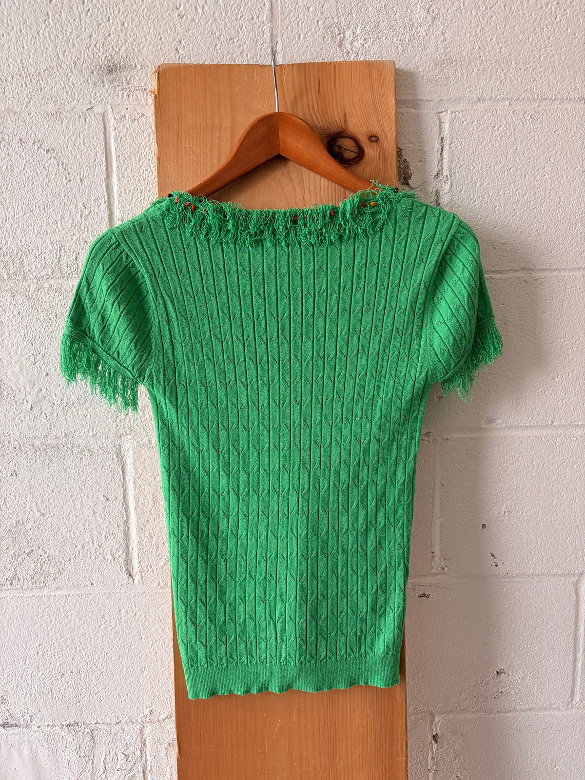 Knit Emerald Fringe Tee : S