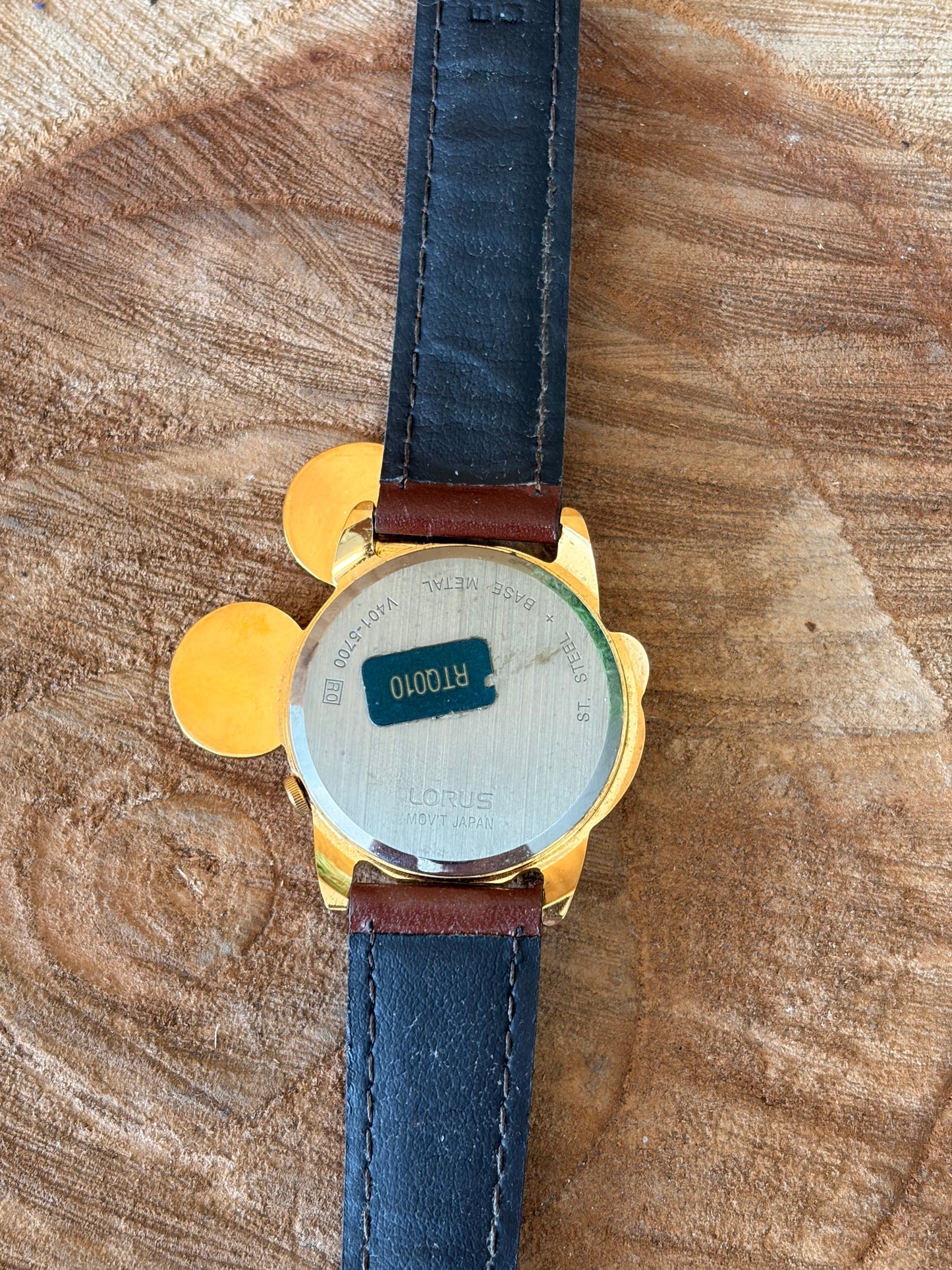 Vtg Lorus Gold Tone Mickey Mouse Watch (Untested - As Is)