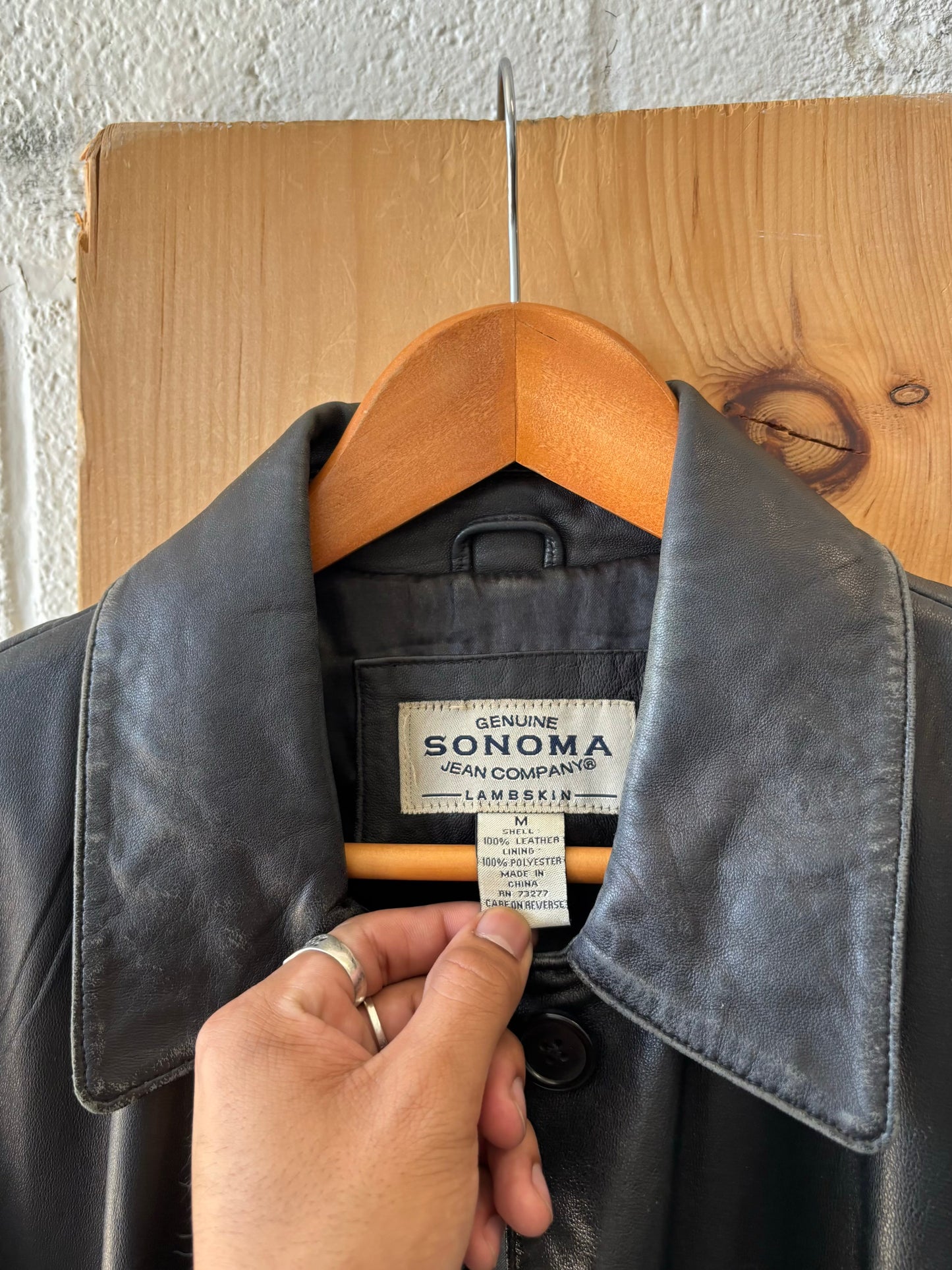 Vtg Black Lambskin Leather Jacket : M