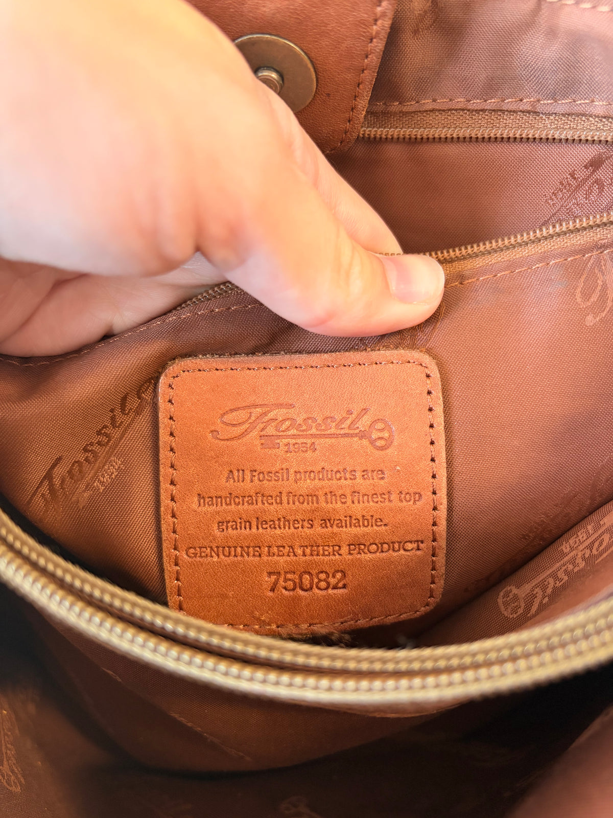 Vtg Fossil Brown Leather Shoulder Bag