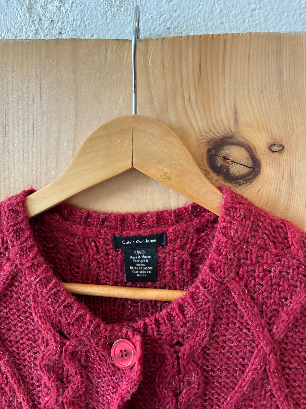 Short Sleeve Cable Knit Cardigan : S