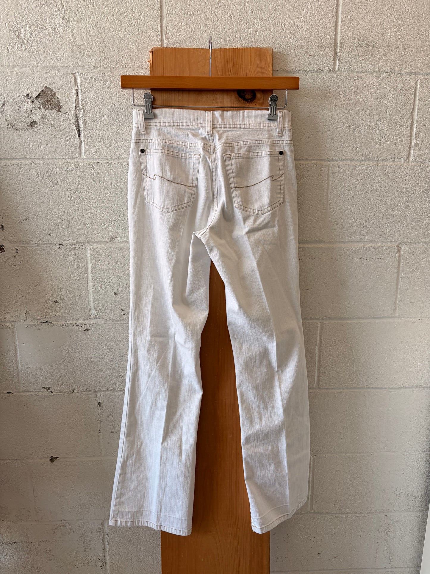 Y2K White Boot Cut Jeans : 4