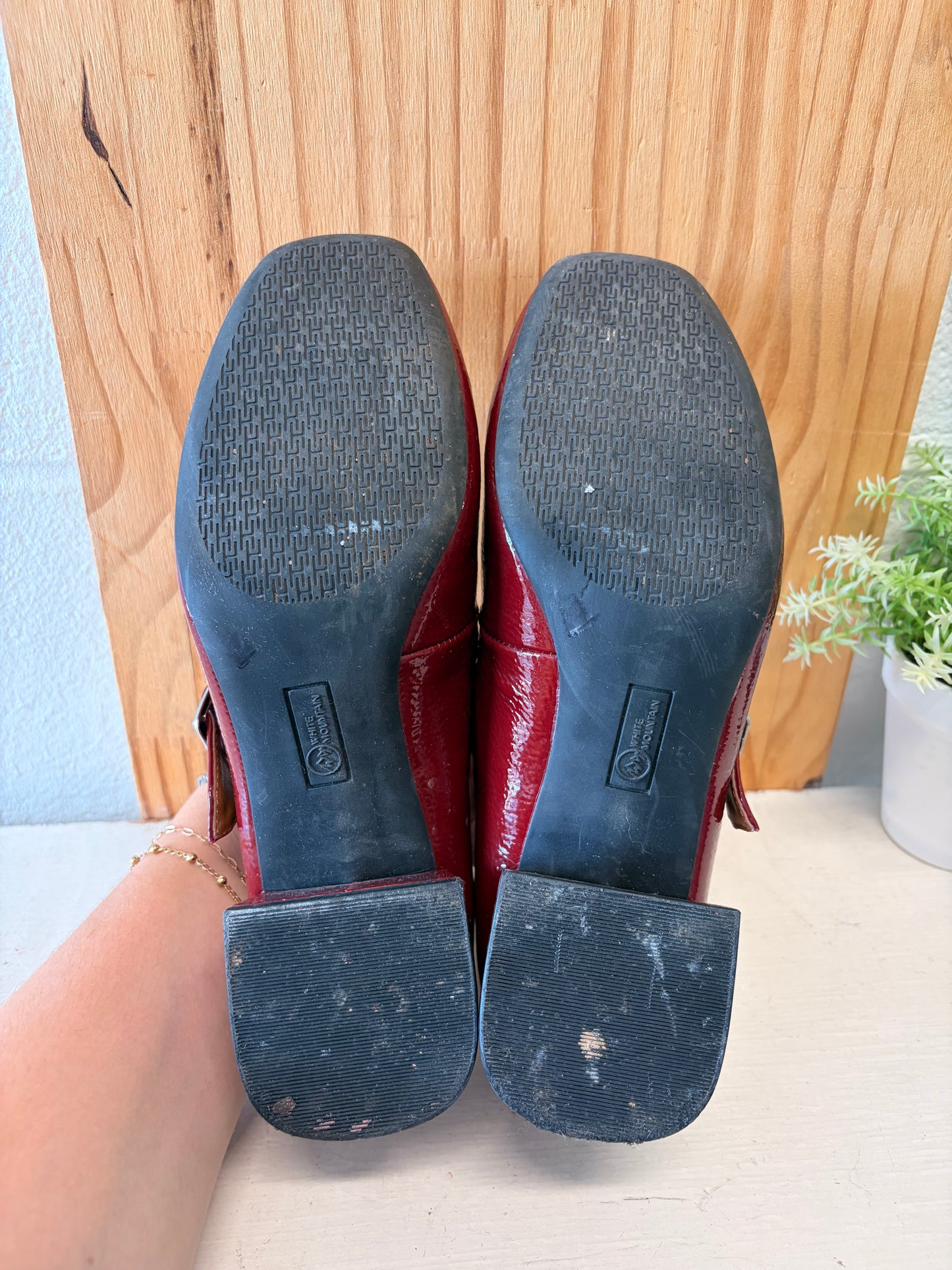 Red Block Heel Mary Jane’s : Size 7.5