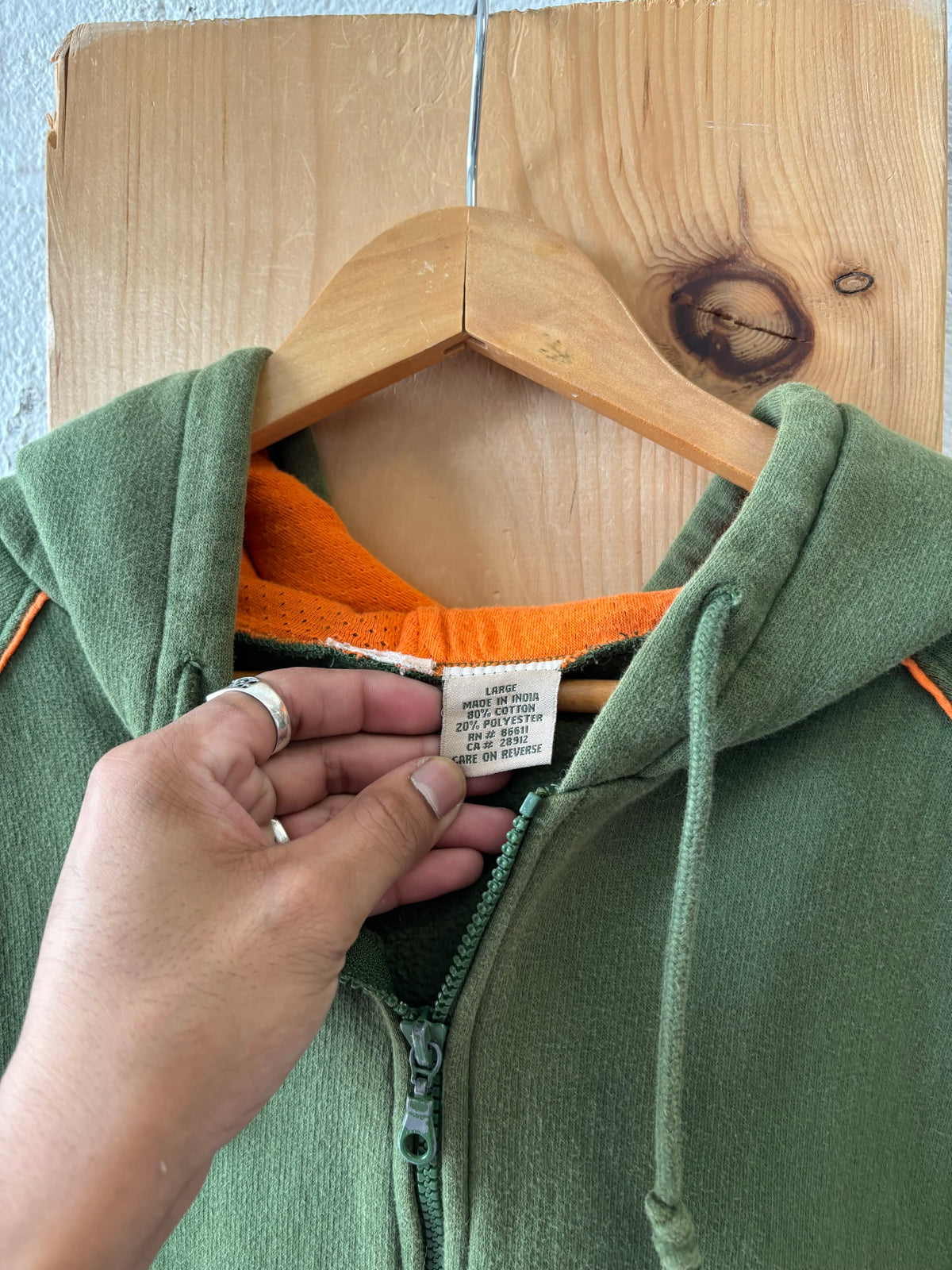 Y2K Green Zip Up Hoodie : L