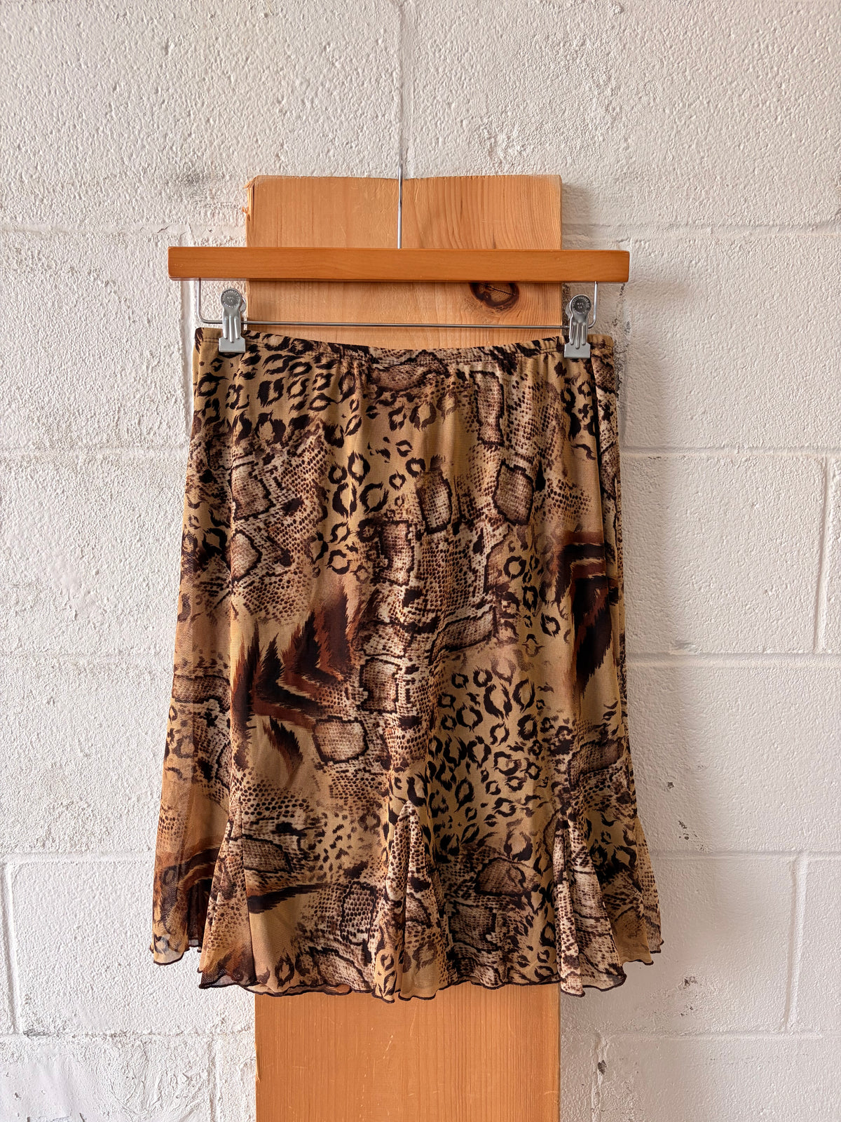Brown Animal Print Skirt : Petite L