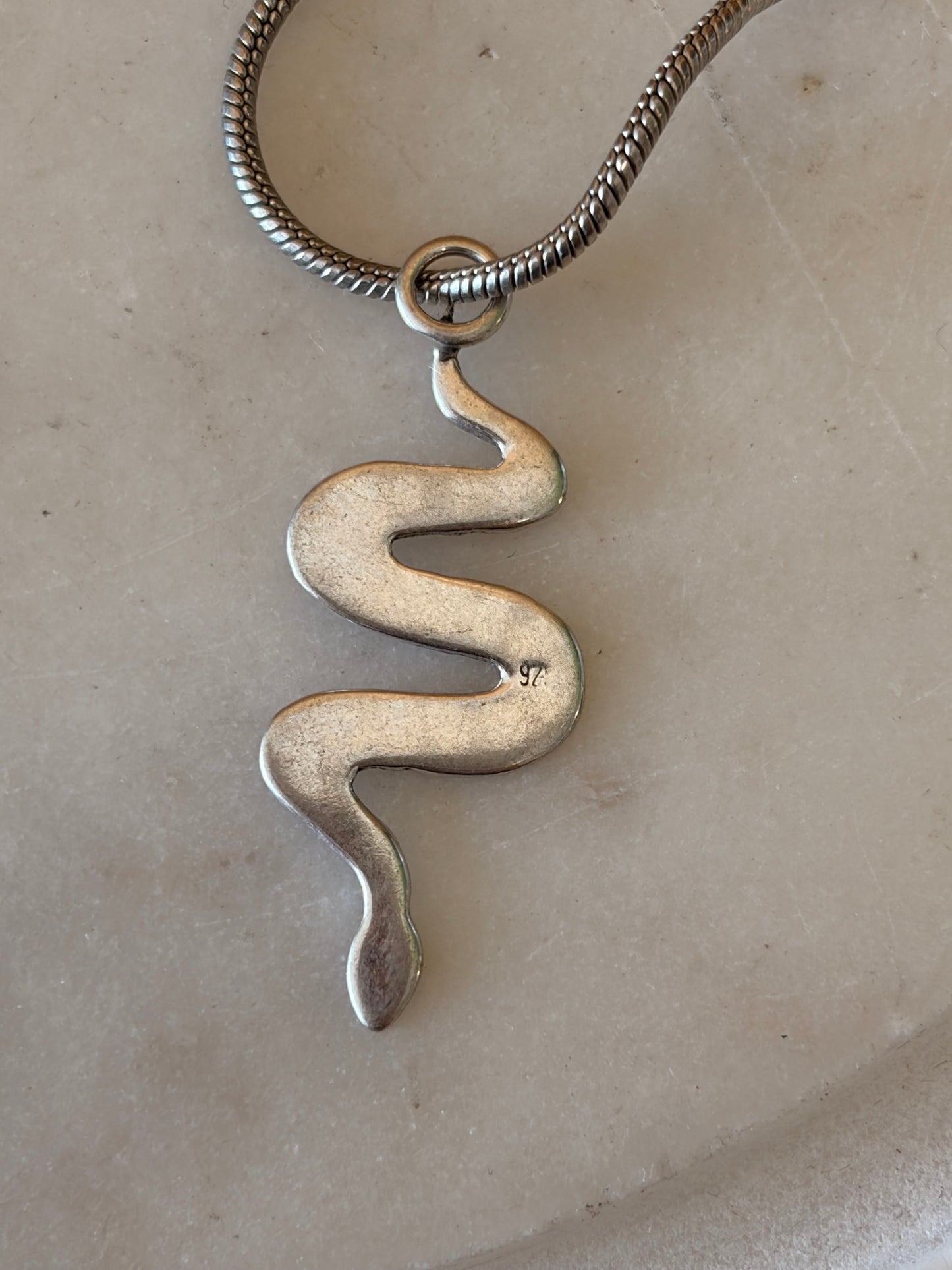 925 Sterling Silver Snake Necklace