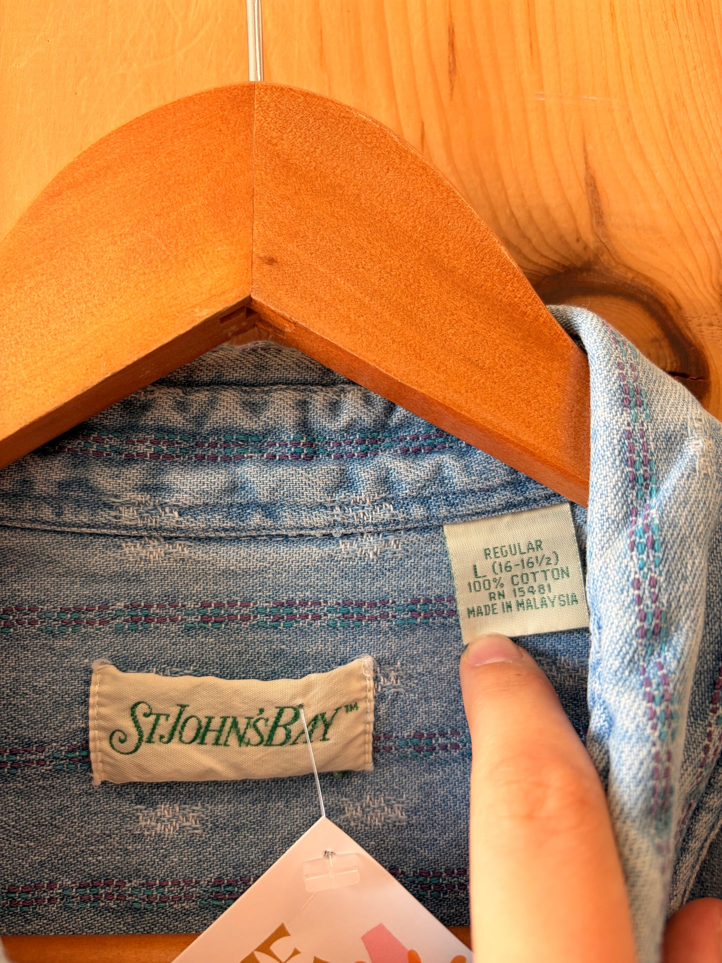 Patterned Denim Button Up : L