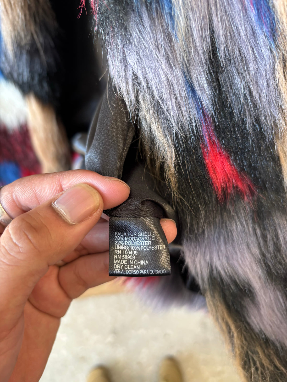 Faux Fur Multicolor Vest : M