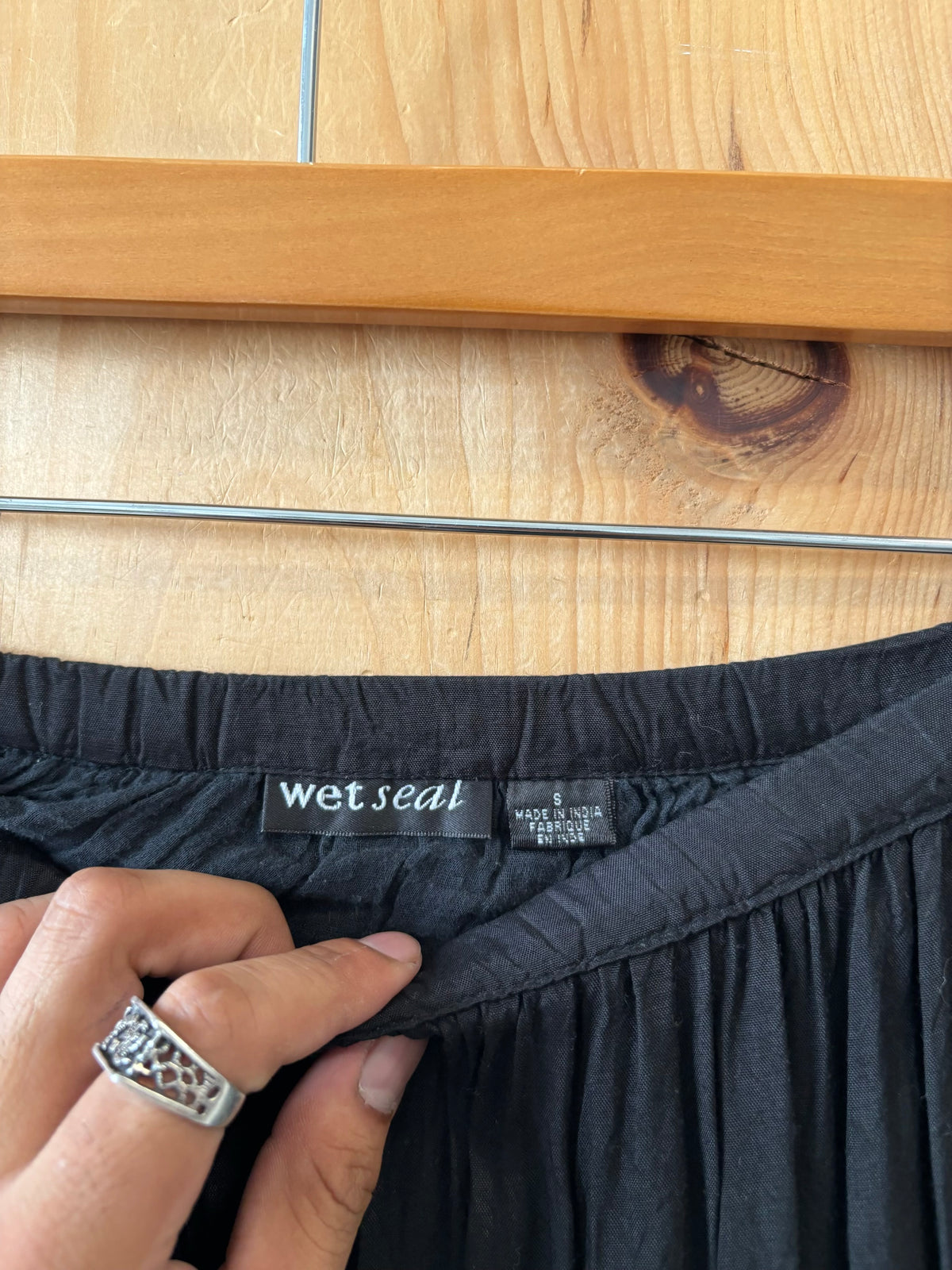 Black Embellished Hem Maxi Skirt : S