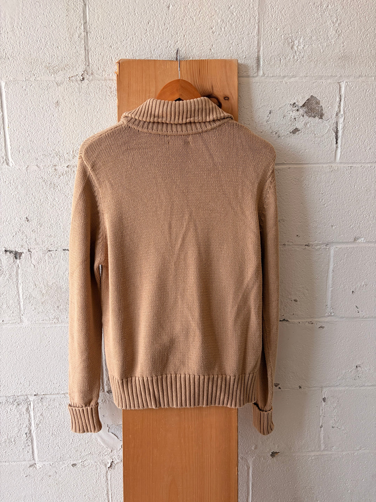 Tan Zip Up Cardigan Sweater : XL