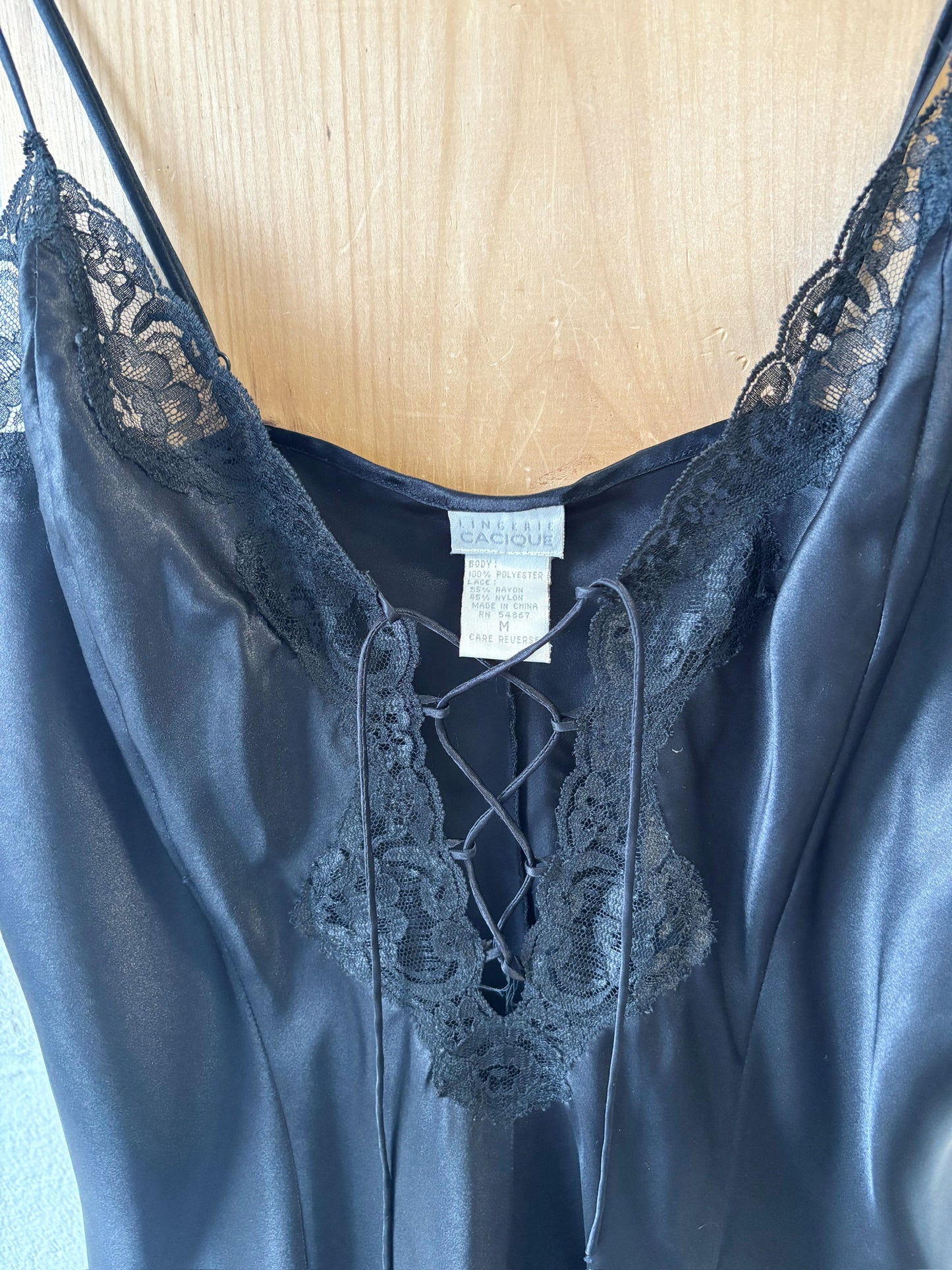 Vtg Black Slip Dress : M