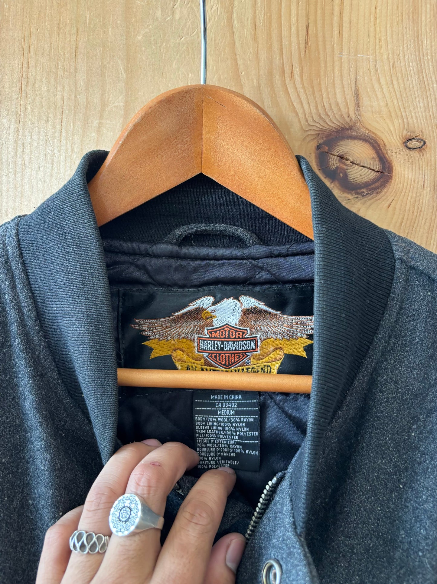 Harley Davidson Leather & Wool Varsity Bomber : M