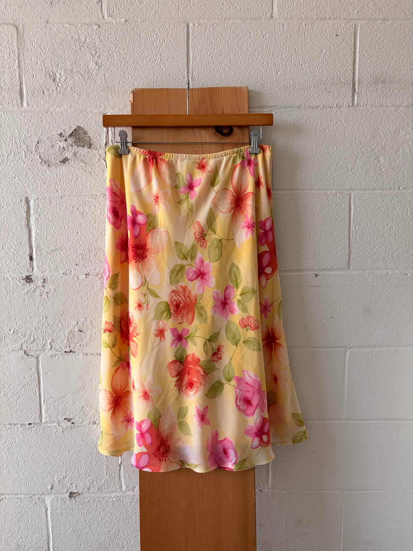 Pink & Yellow Floral Midi Skirt : 18