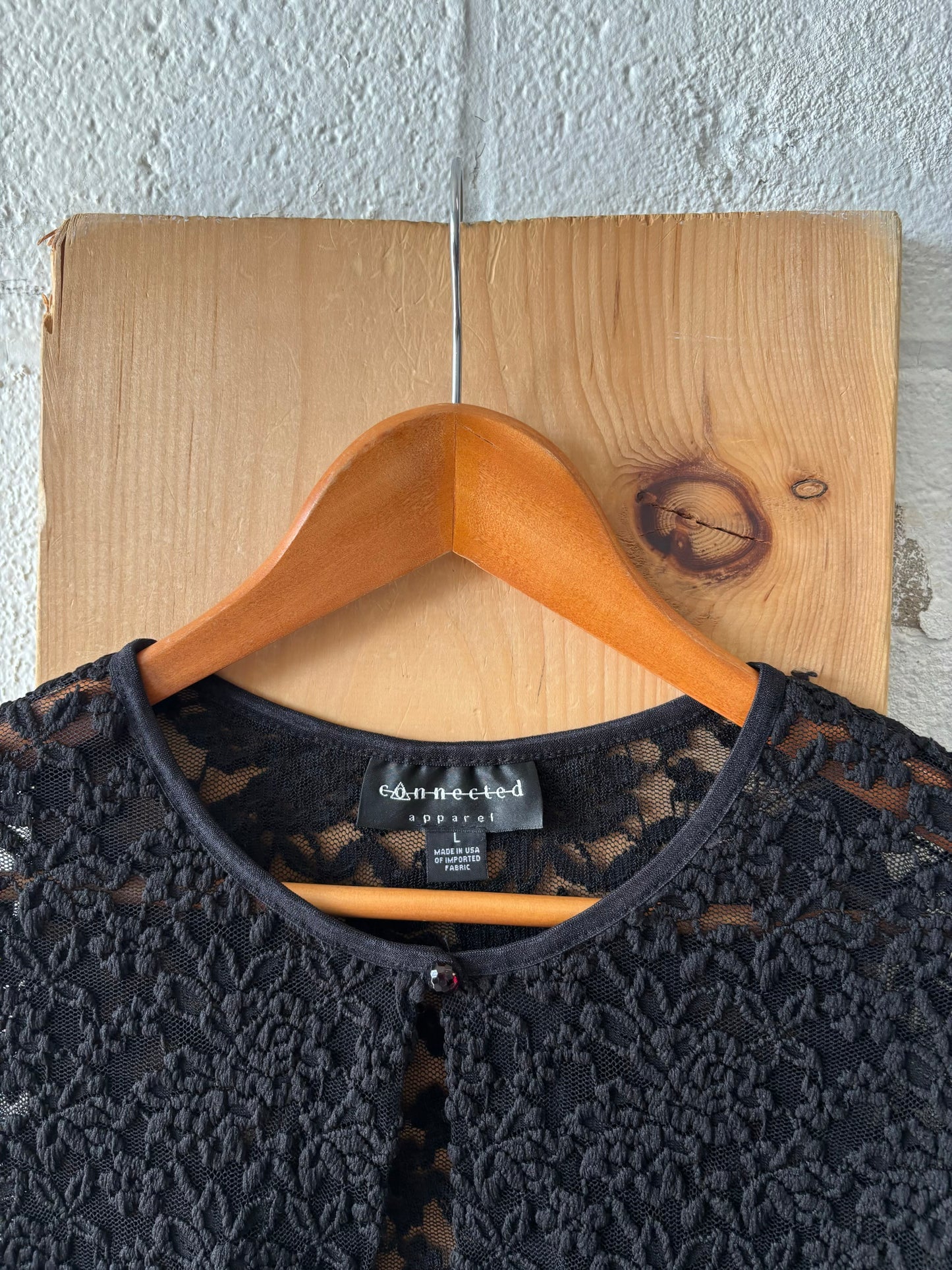 Black Lace Cropped Bolero Cardigan : L