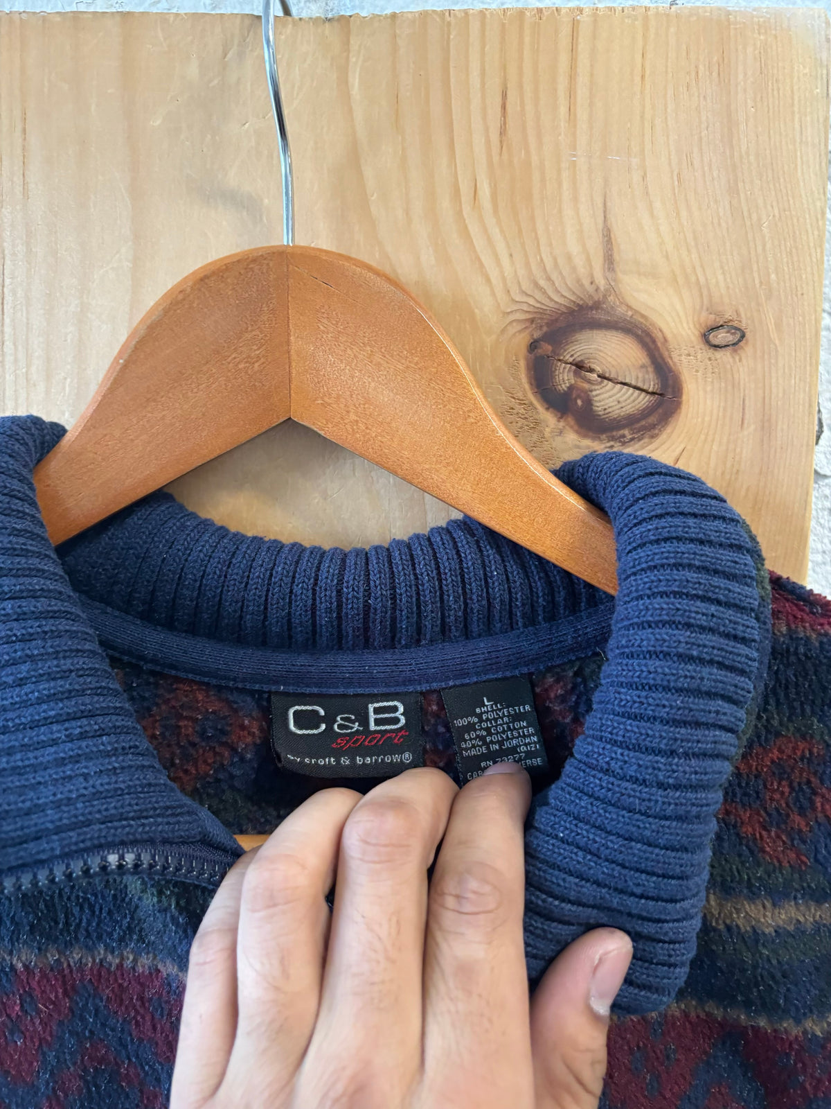 Vtg Patterned Fleece 1/4 Zip : L