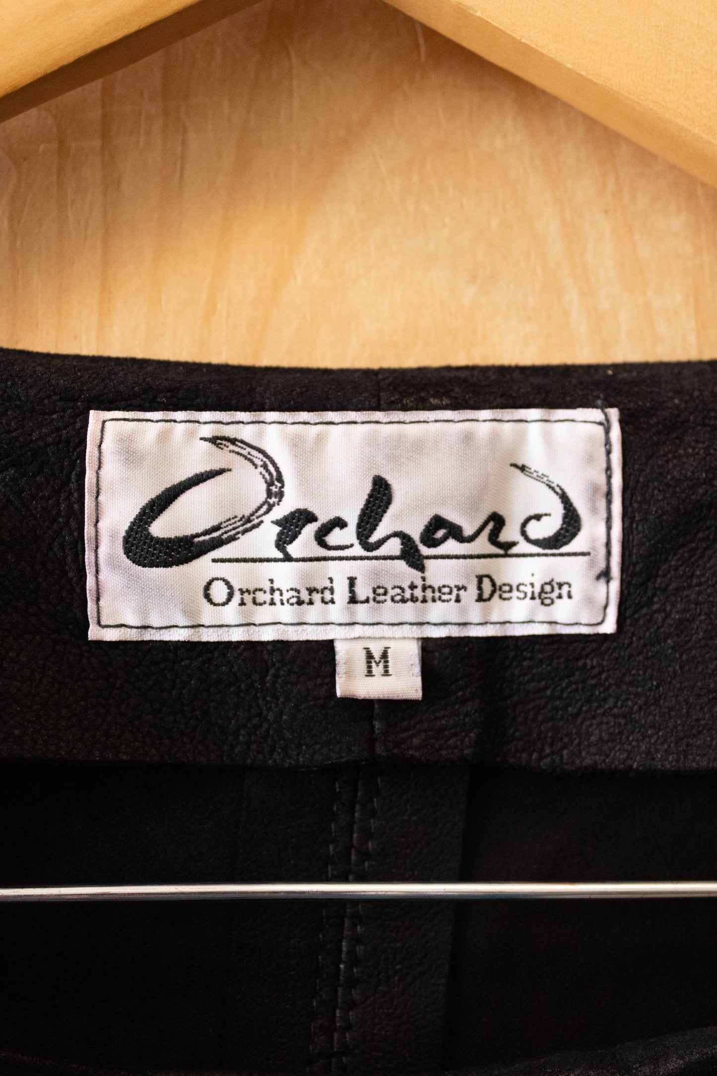 Vtg Black Leather Skirt Set : M