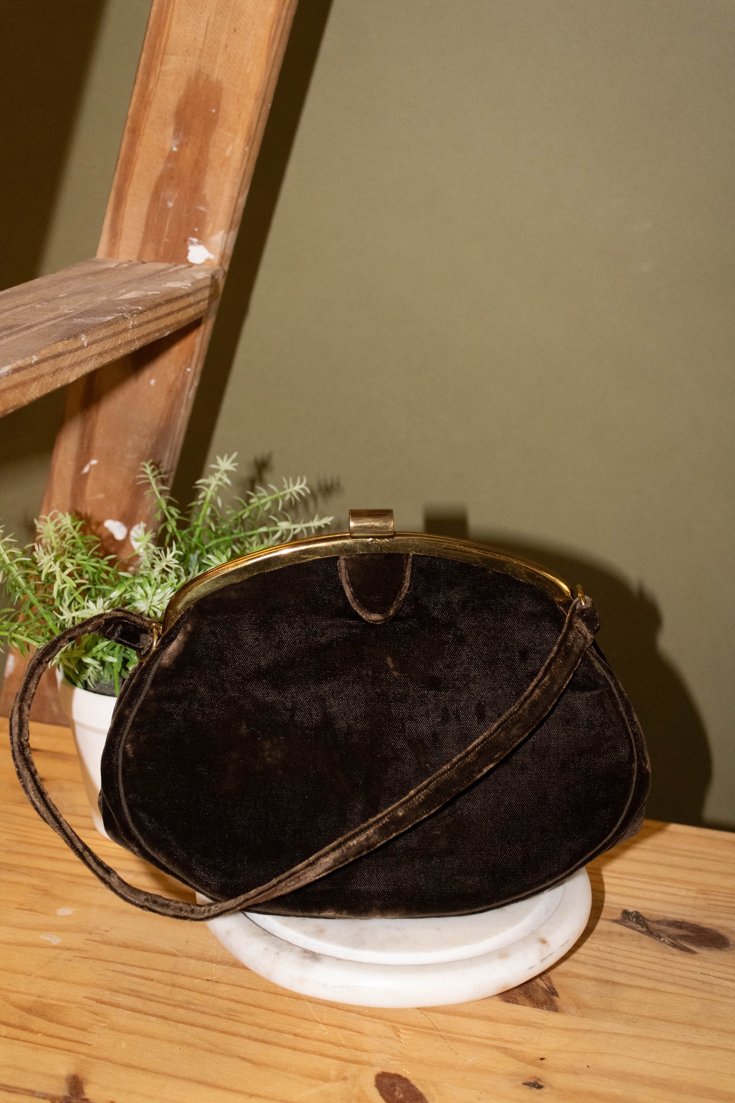 Brown Velvet Handbag