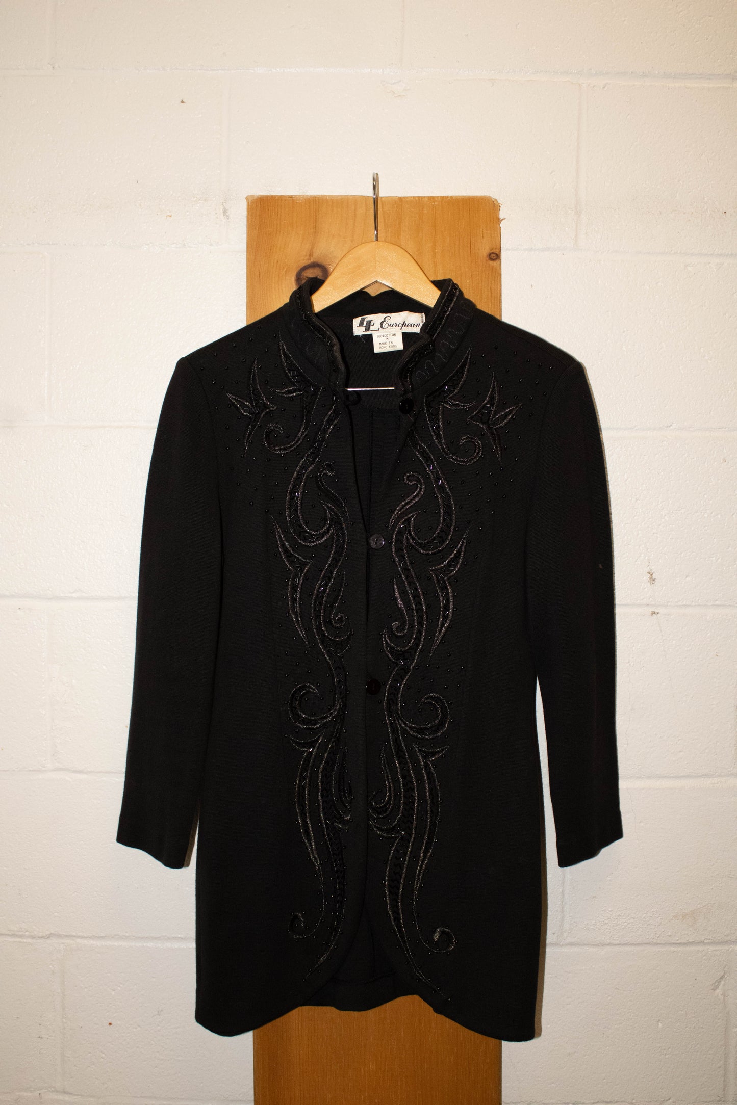 Vtg Black Embroidered Blazer : M