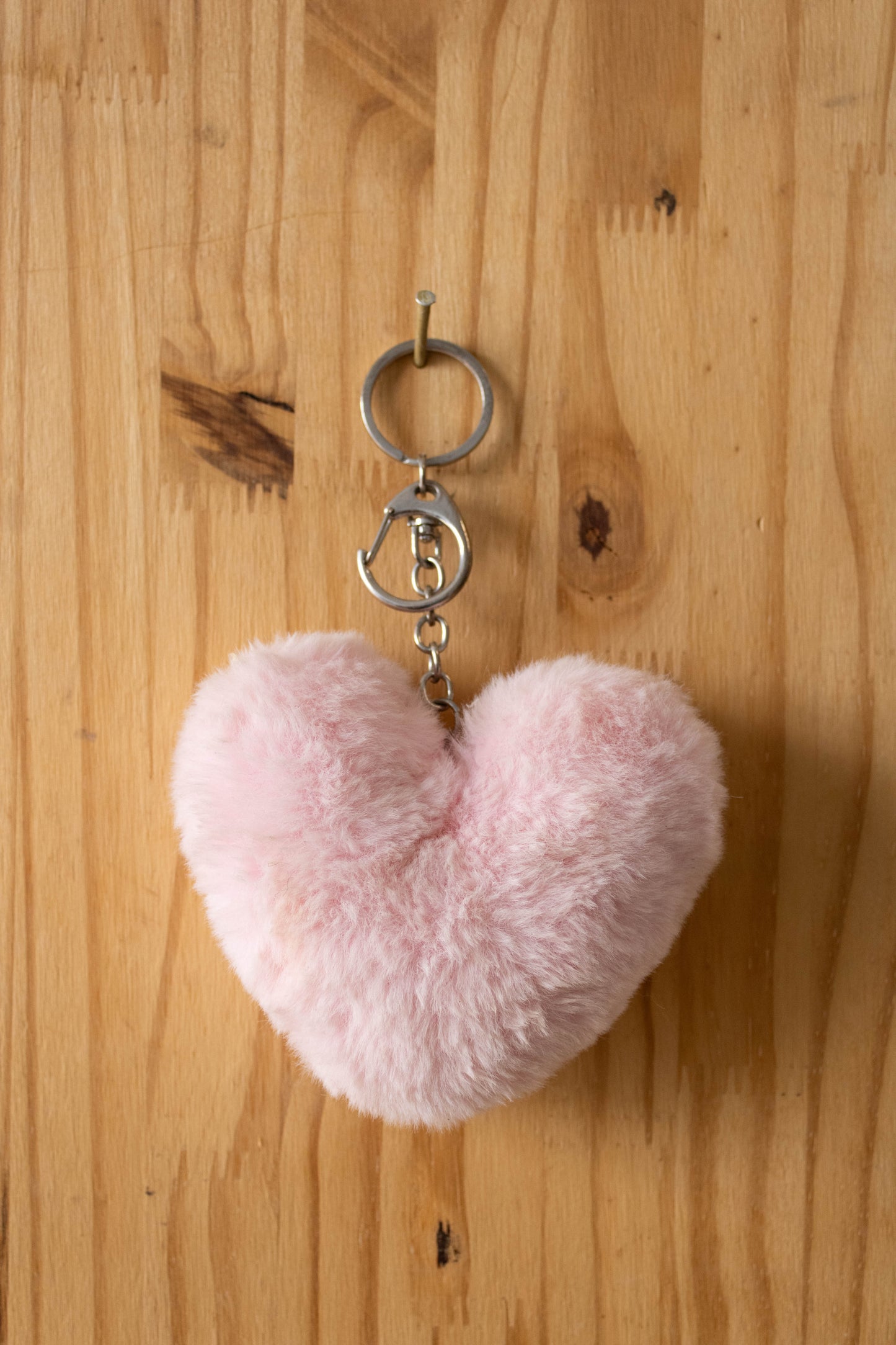 Pink Fuzzy Heart Keychain