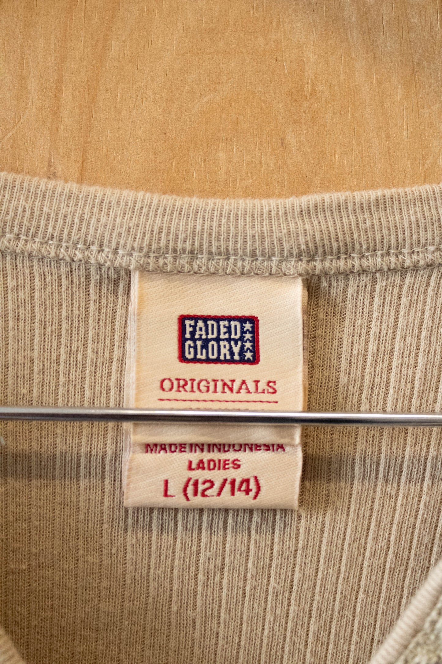 Vtg Ribbed Brown Top : L
