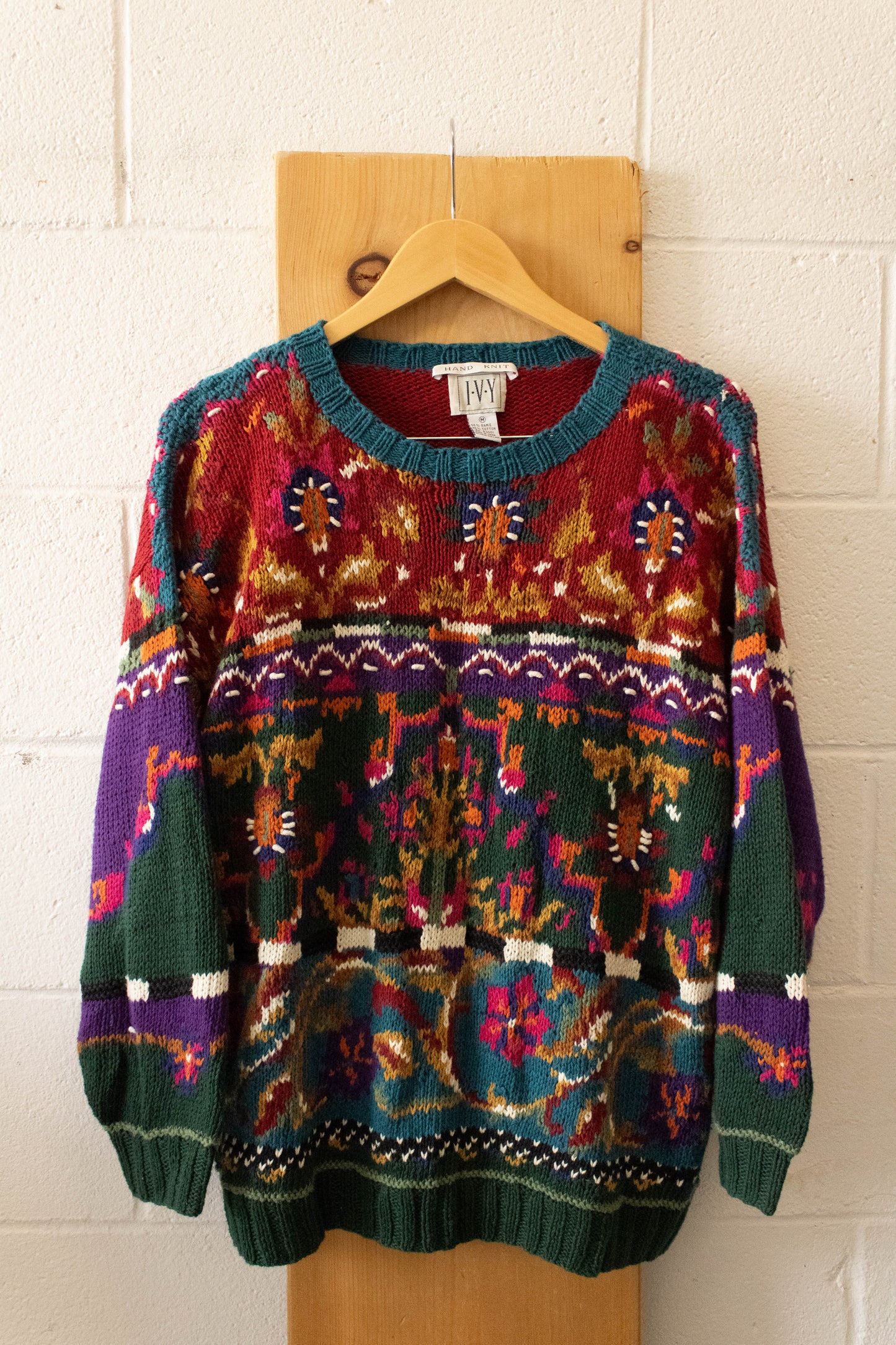 Vtg Colorful Knitted Sweater : M