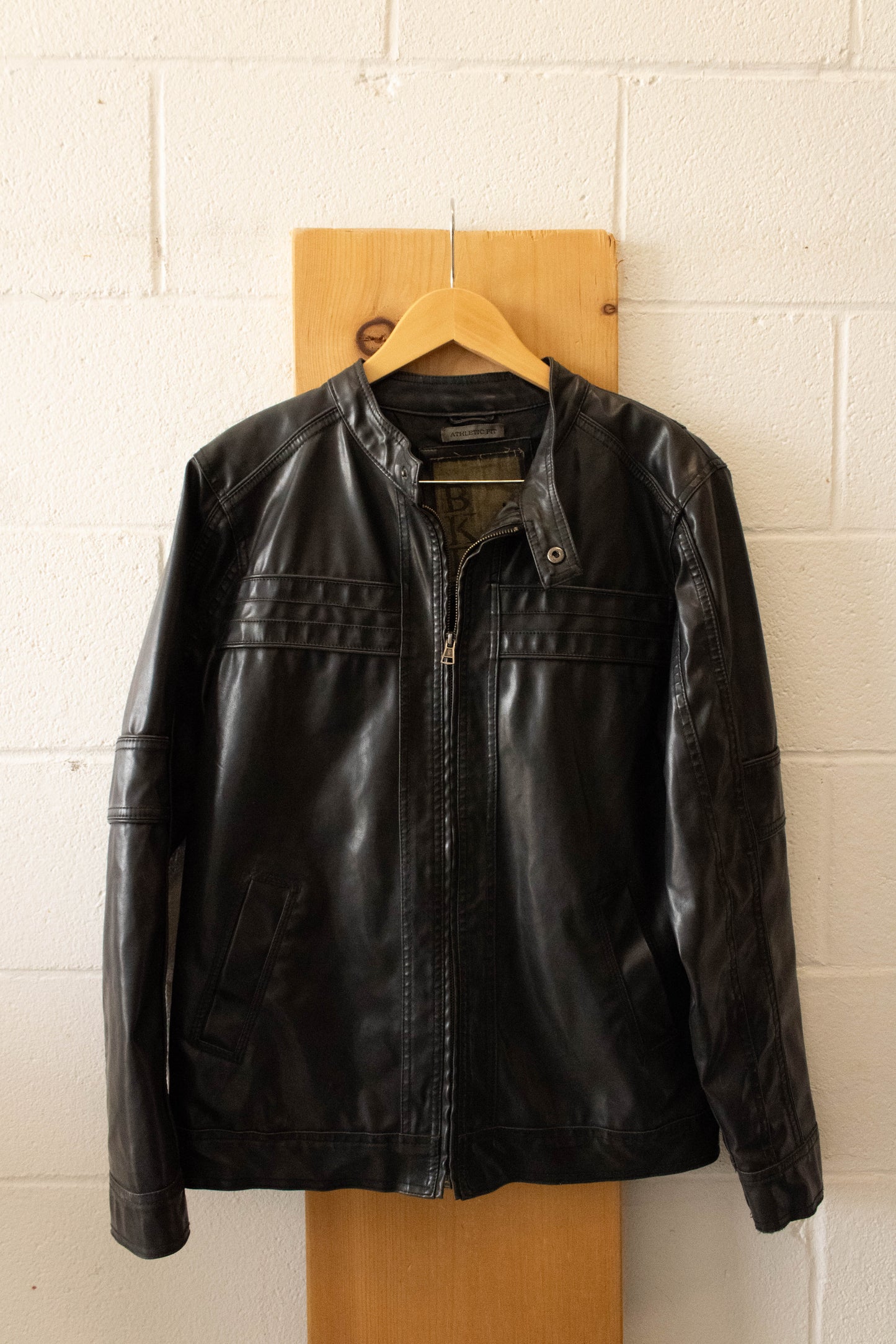 Black Faux Leather Jacket : S