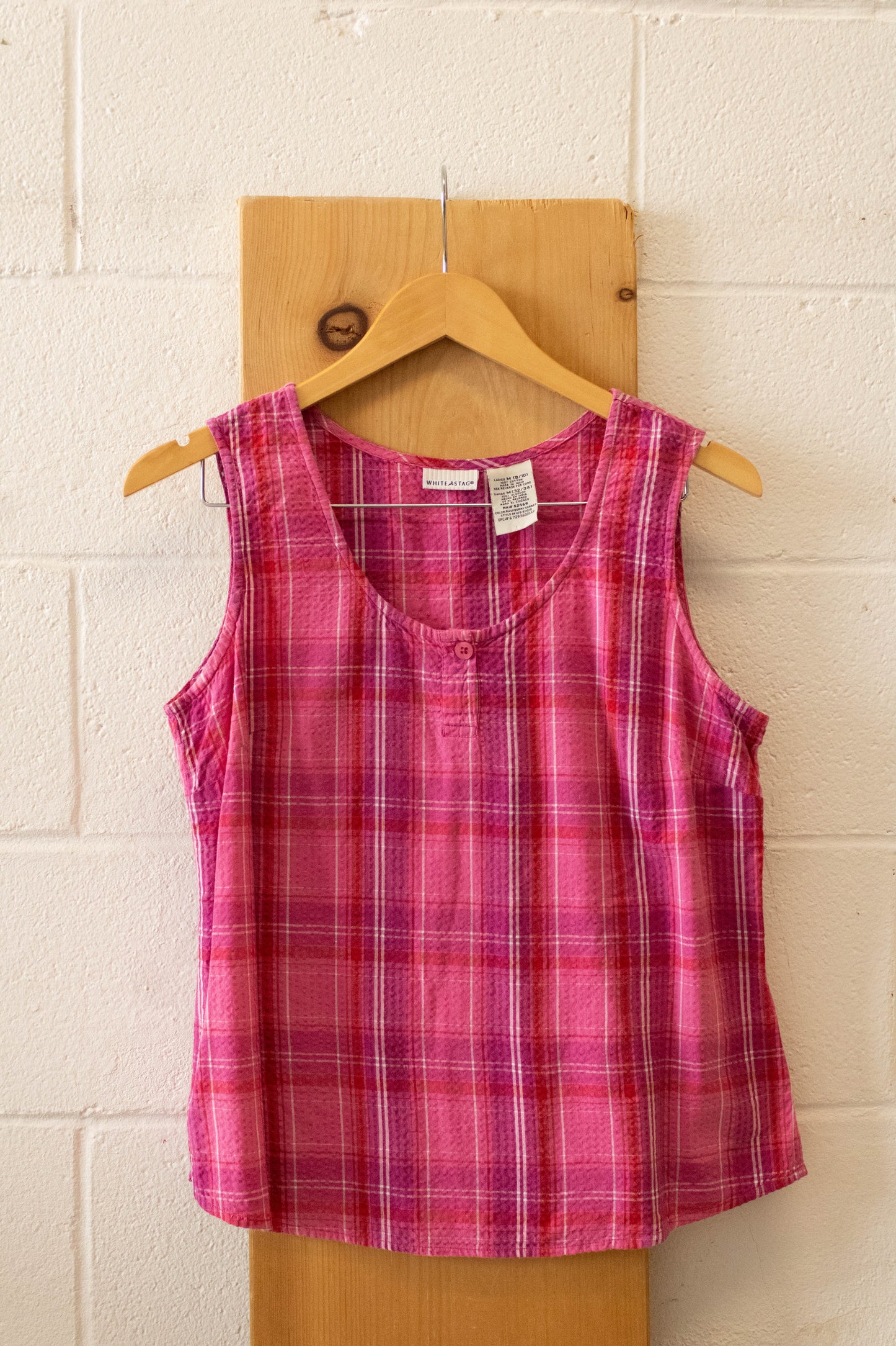 Vtg Pink Plaid Tank : M